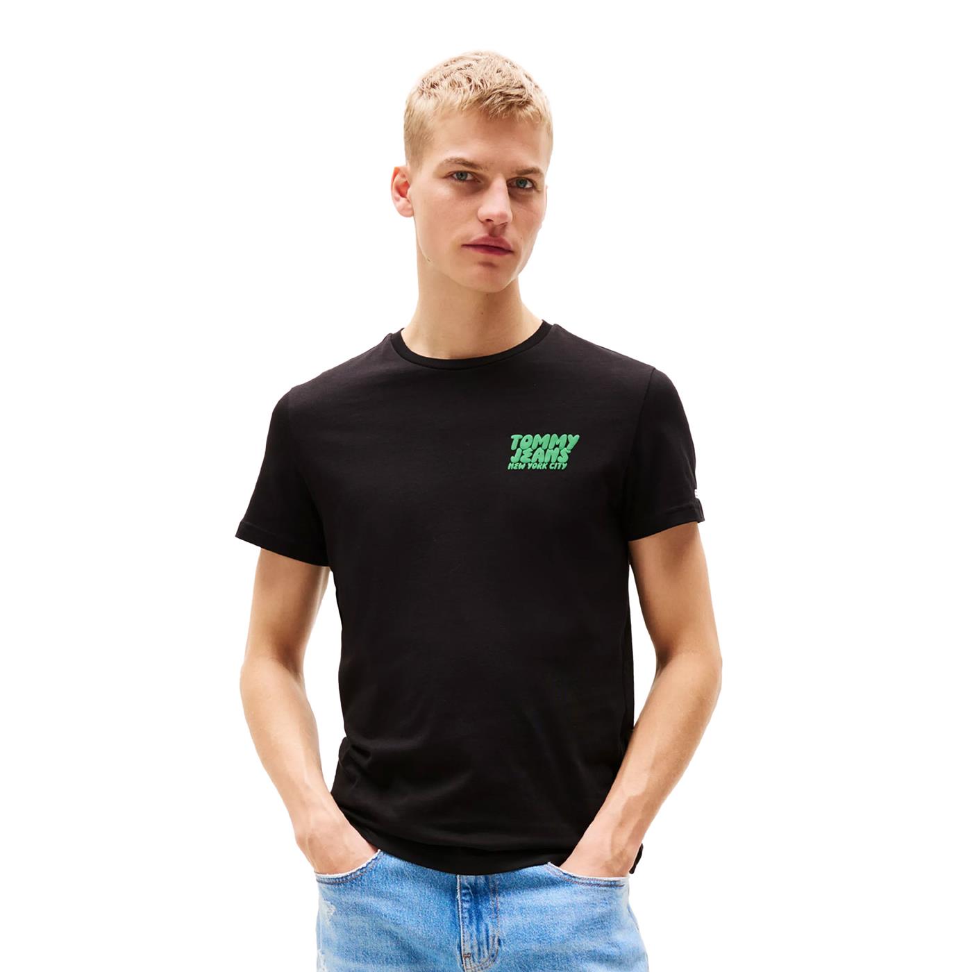 Tommy Jeans Slim Bubble Print Tee Black - DM0DM21863BDS
