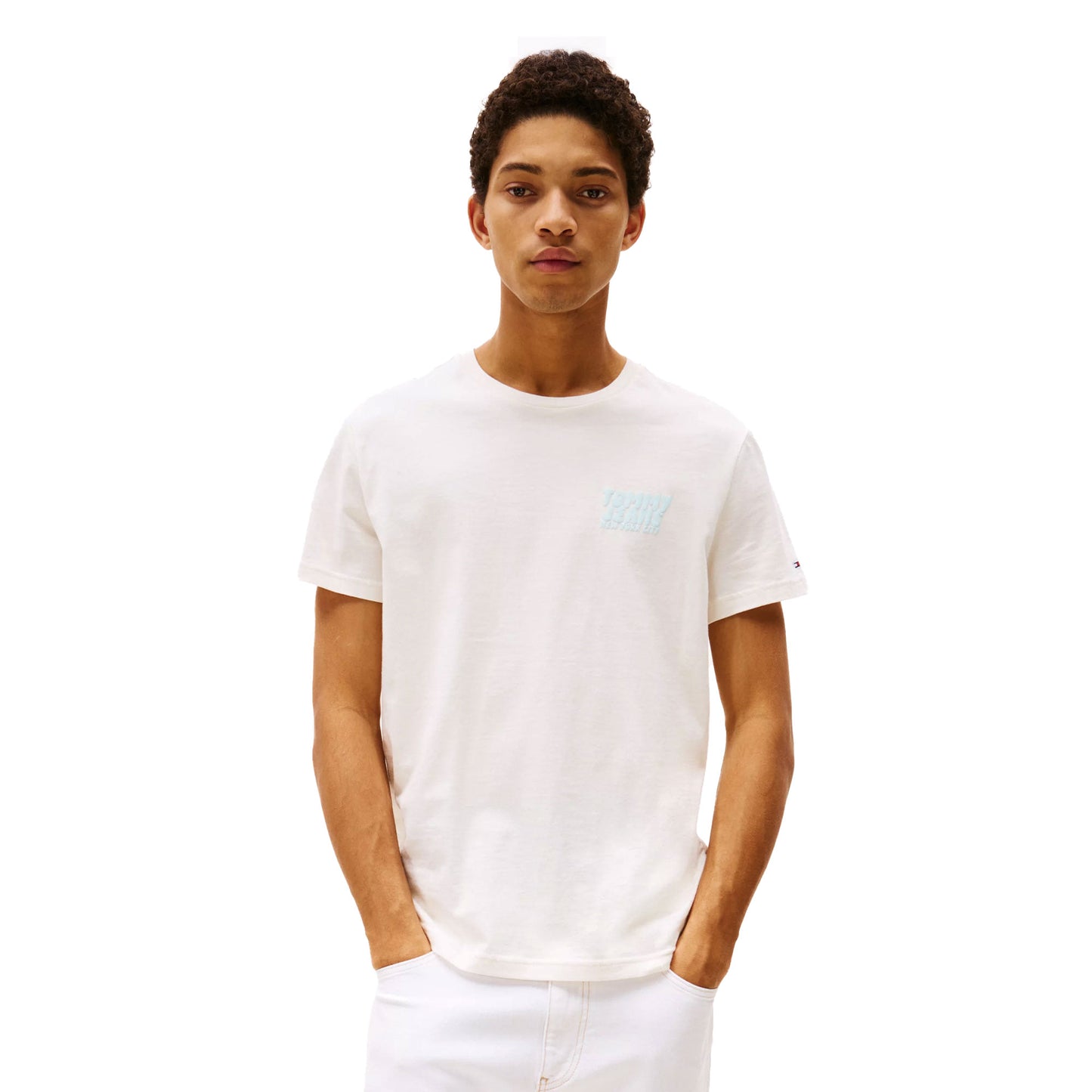 Tommy Jeans Slim Bubble Print Tee Ancient White - DM0DM21863YBH