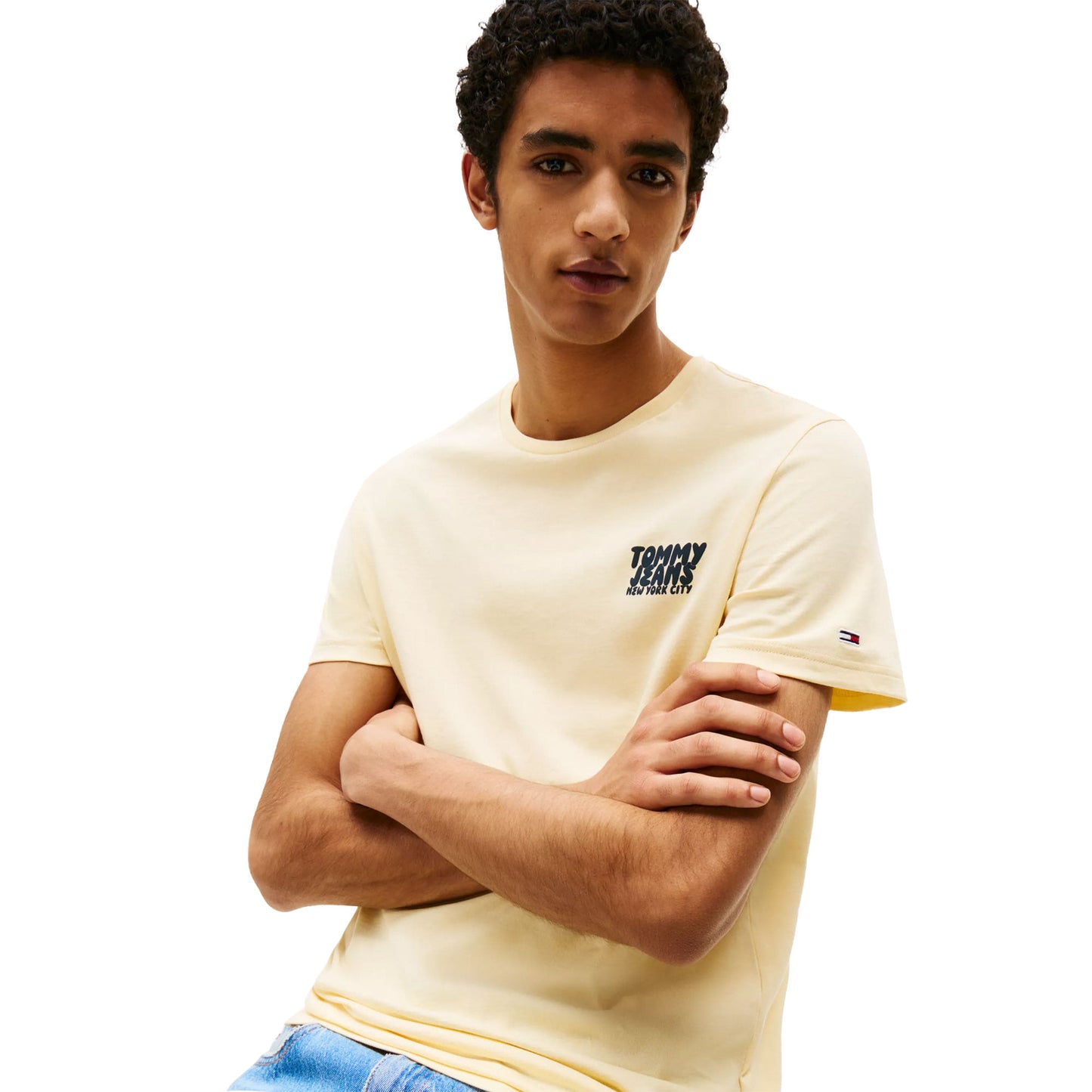 Tommy Jeans Slim Bubble Print Tee Custard Cream - DM0DM21863ZGA