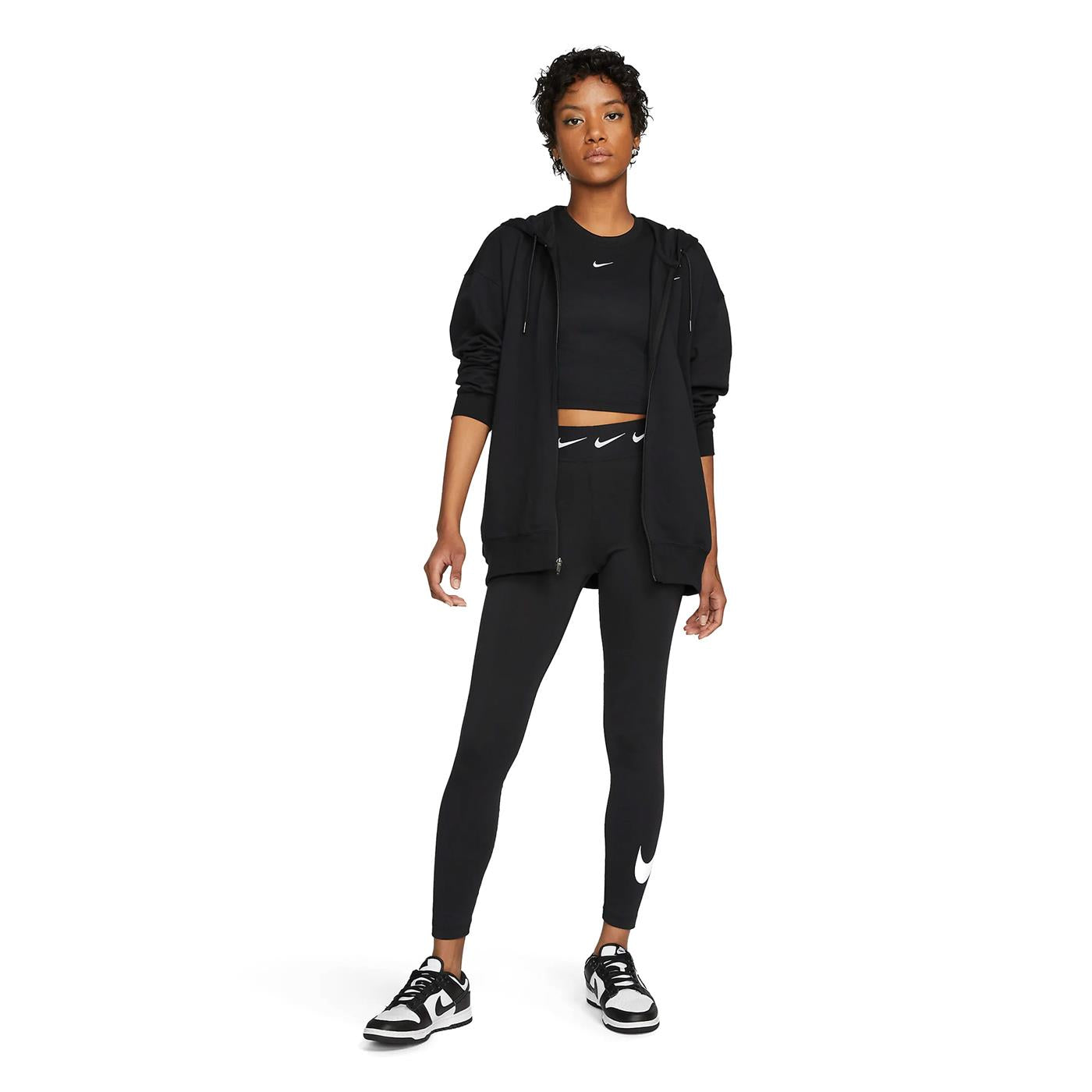Nike W Jersey Ooversize FZ Hoodie Black/White - DM6415-010