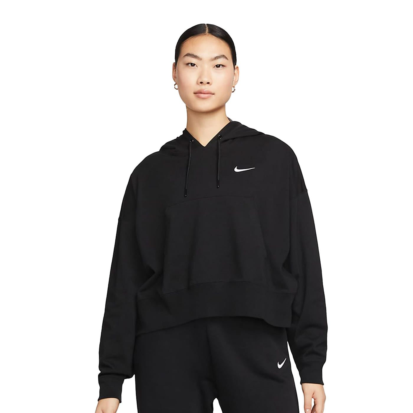 Nike W Oversized Jersey Pullover Hoodie Black/White - DM6417-010