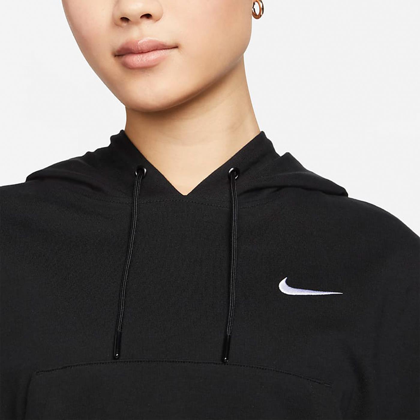 Nike W Oversized Jersey Pullover Hoodie Black/White - DM6417-010