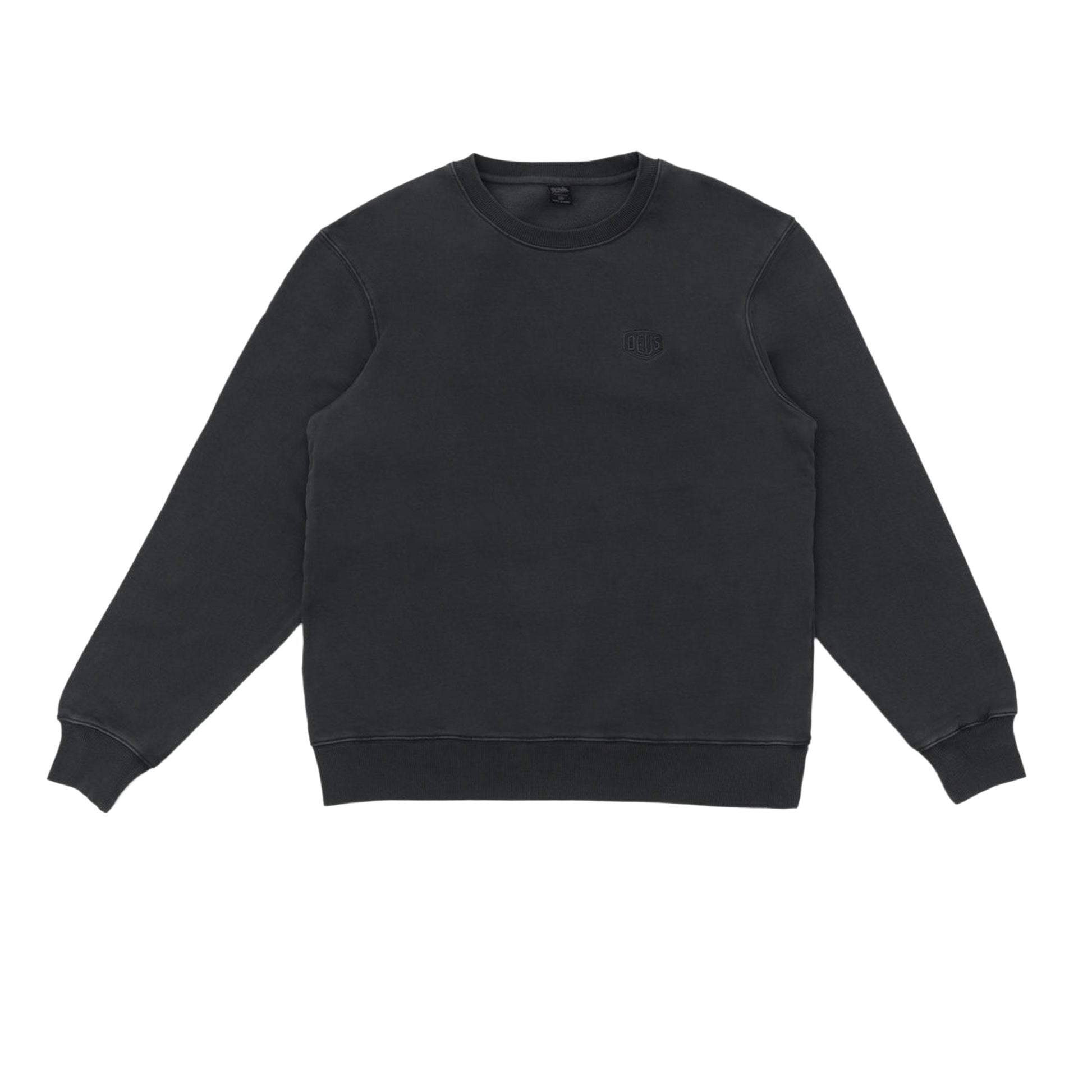 Deus Ex Machina Shield Garment Dyed Crew Black  - DMF258460-BLK