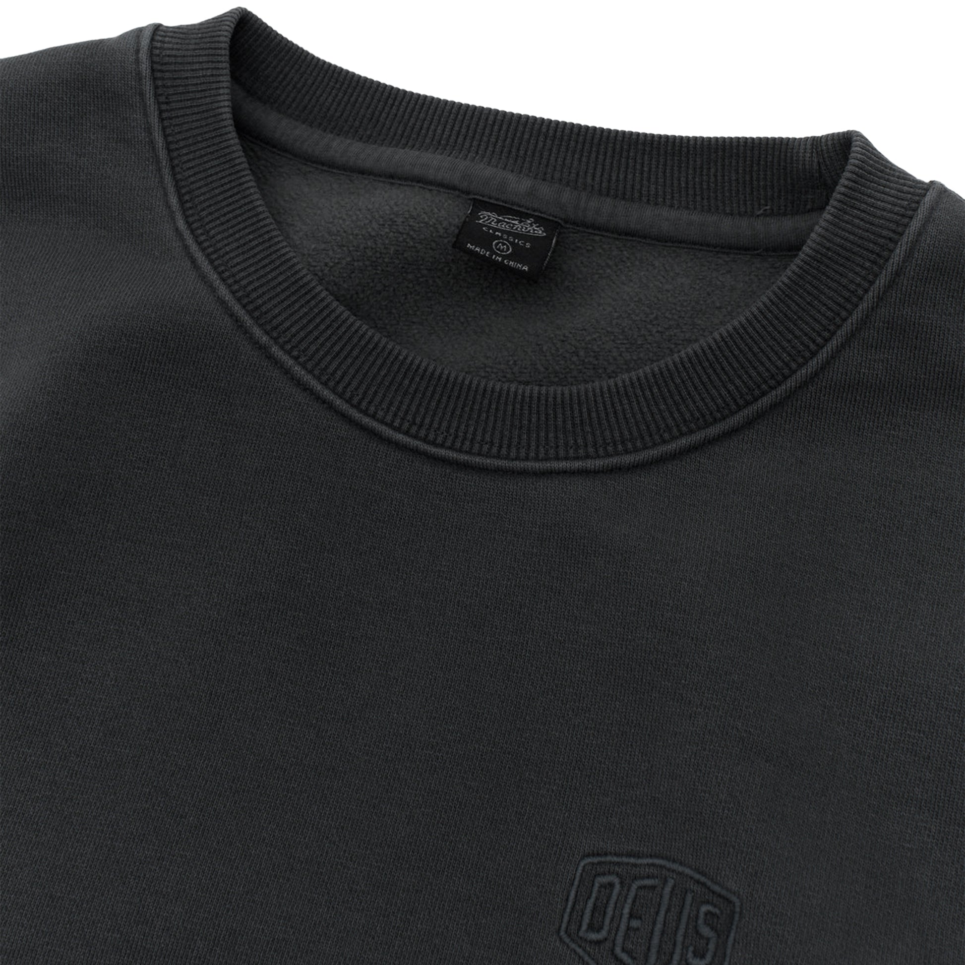 Deus Ex Machina Shield Garment Dyed Crew Black  - DMF258460-BLK