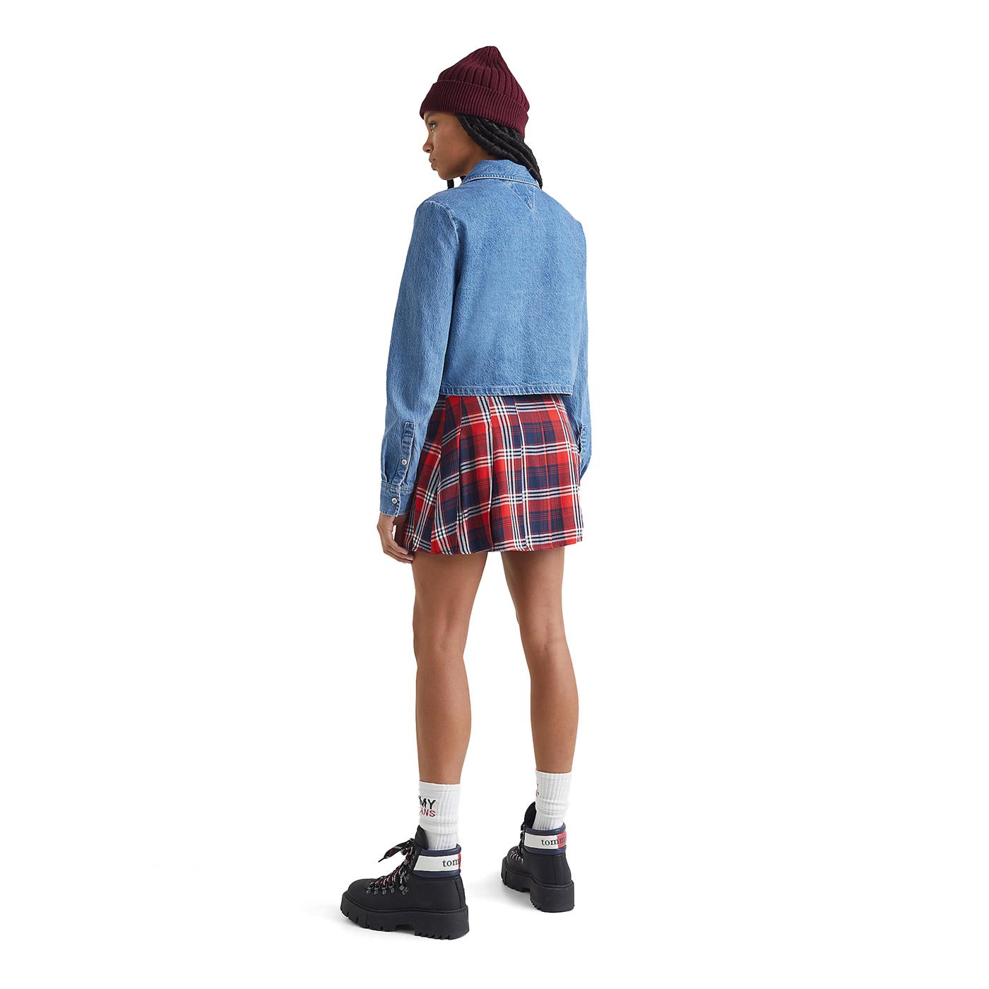 Tommy Jeans Cropped Denim Shirt Denim Medium - DW0DW145531A5