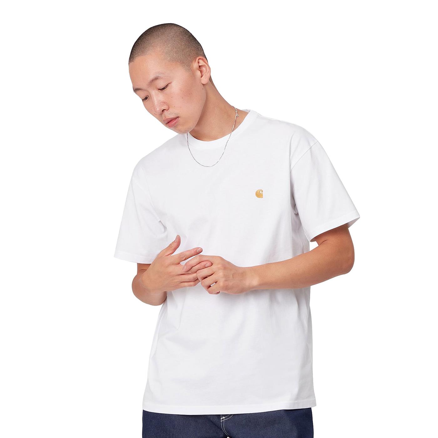 Carhartt S/S Chase T-Shirt White/Gold - I02639100RXX
