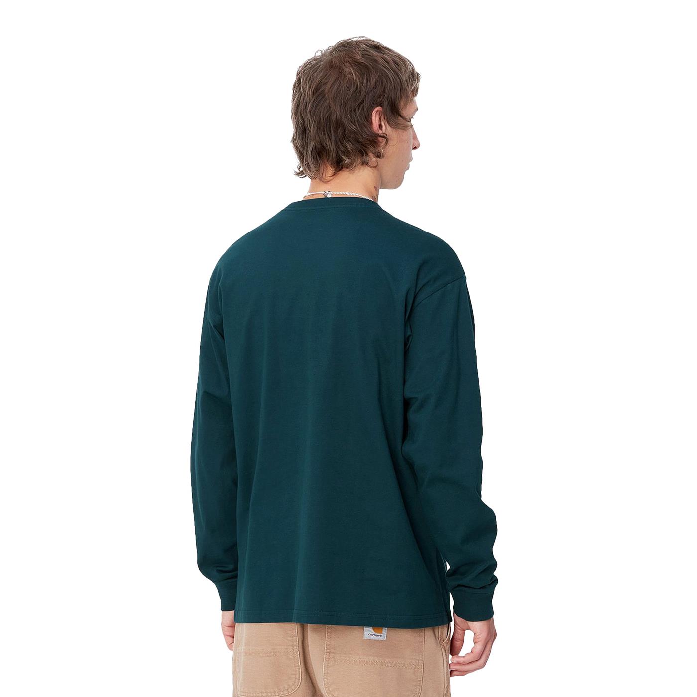 Carhartt WIP L/S Chase T-Shirt Duck Blue/Gold - I0263922D0XX