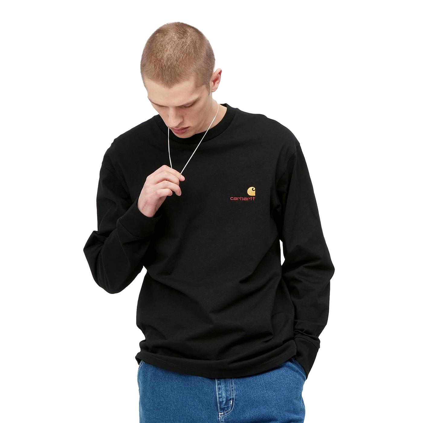 Carhartt WIP L/S American Script T-Shirt Black - I02995589XX