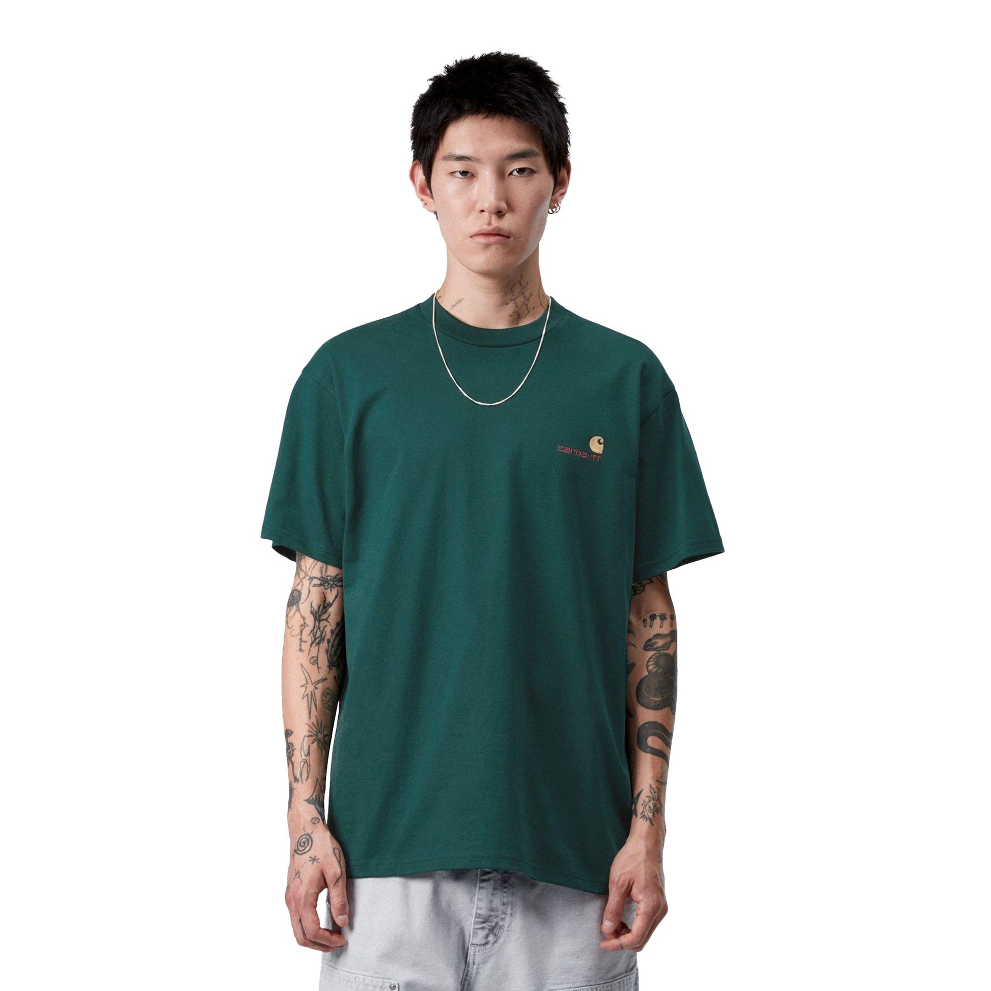 Carhartt WIP S/S American Script T-Shirt Dark Fir  - I02995605AXX