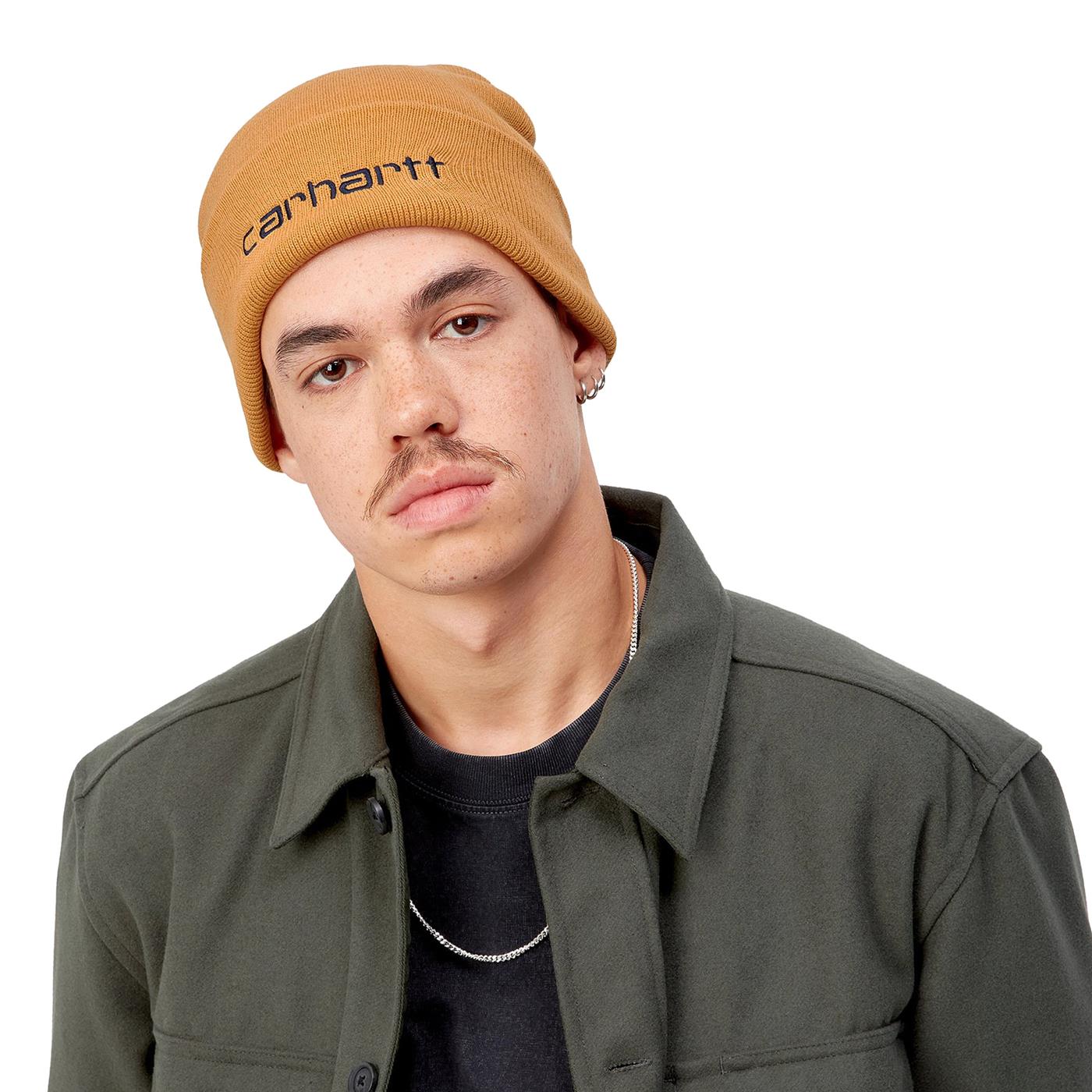 Carhartt Script Beanie Ochre/Dark Navy - I03088410EXX