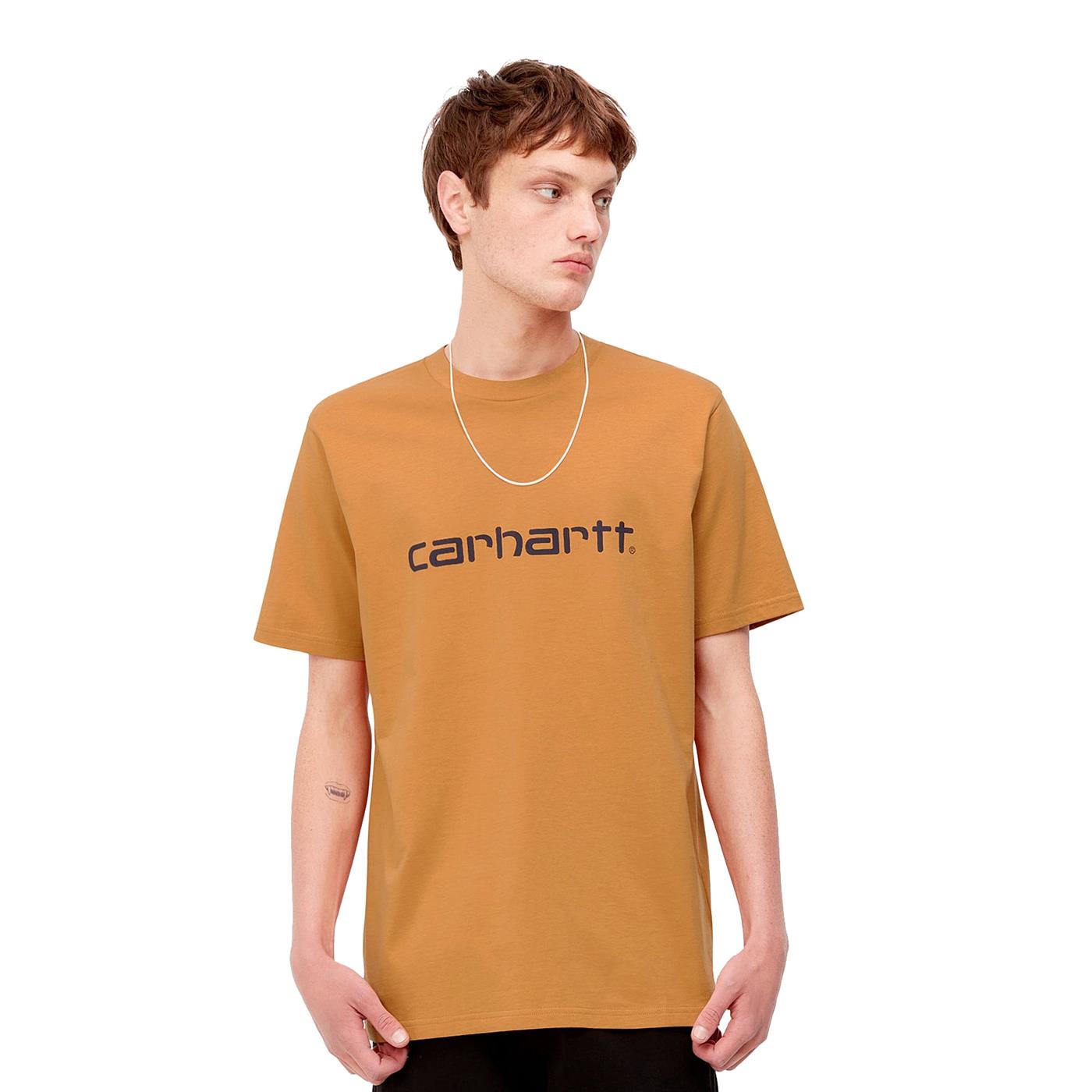 Carhartt S/S Script T-Shirt Ochre/Dark Navy - I03104710EXX