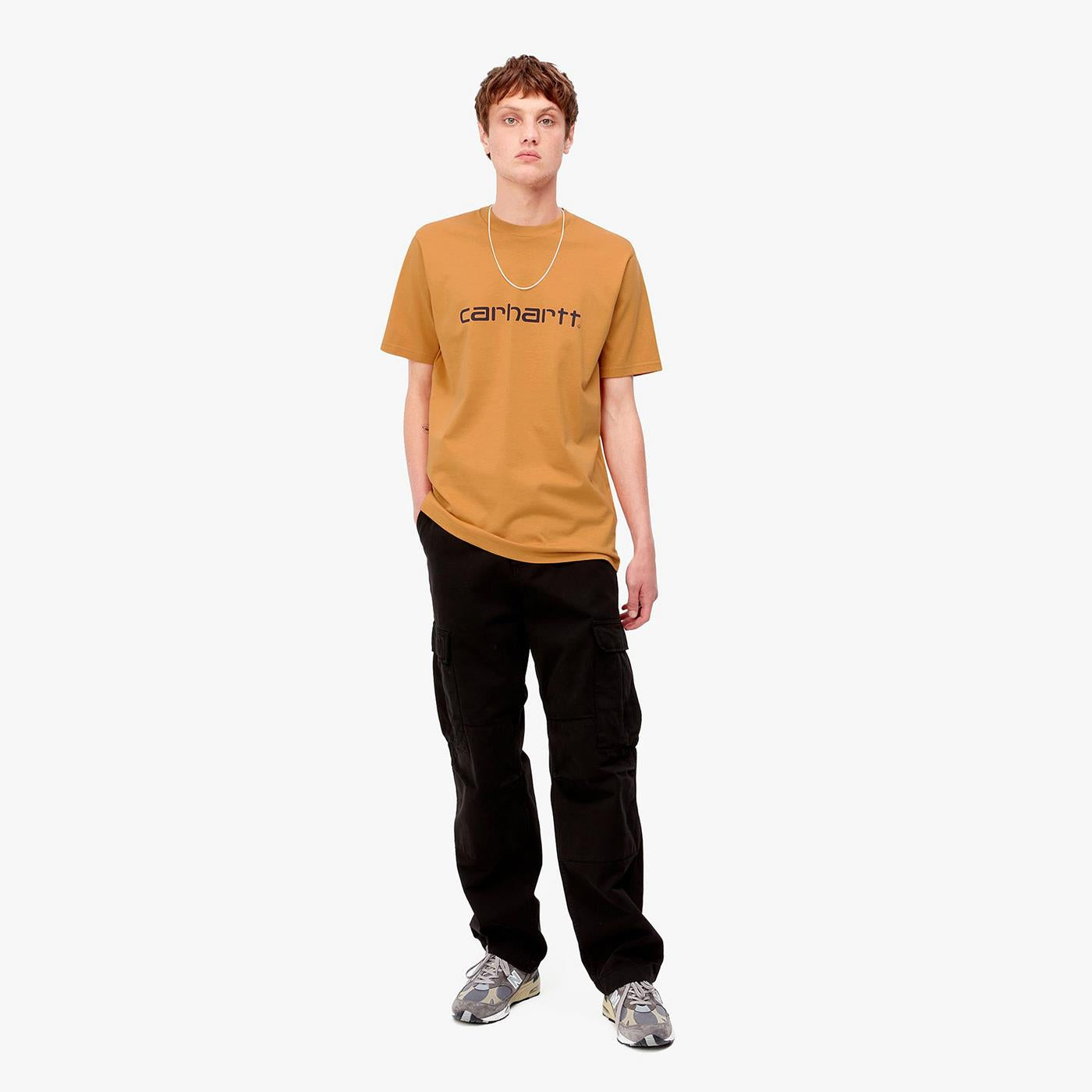 Carhartt S/S Script T-Shirt Ochre/Dark Navy - I03104710EXX