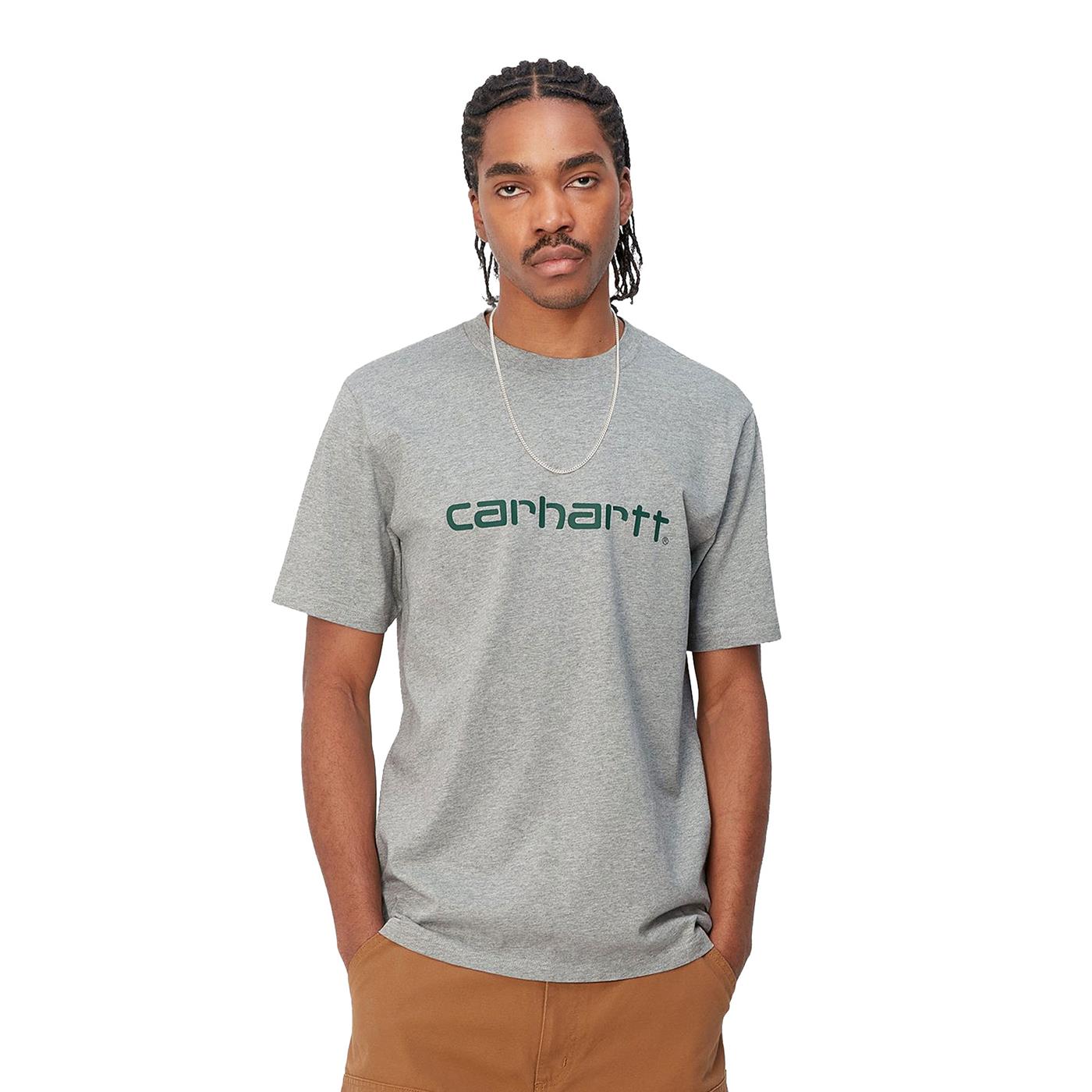 Carhartt WIP S/S Script T-Shirt Grey Heather/Chervil - I03104724FXX