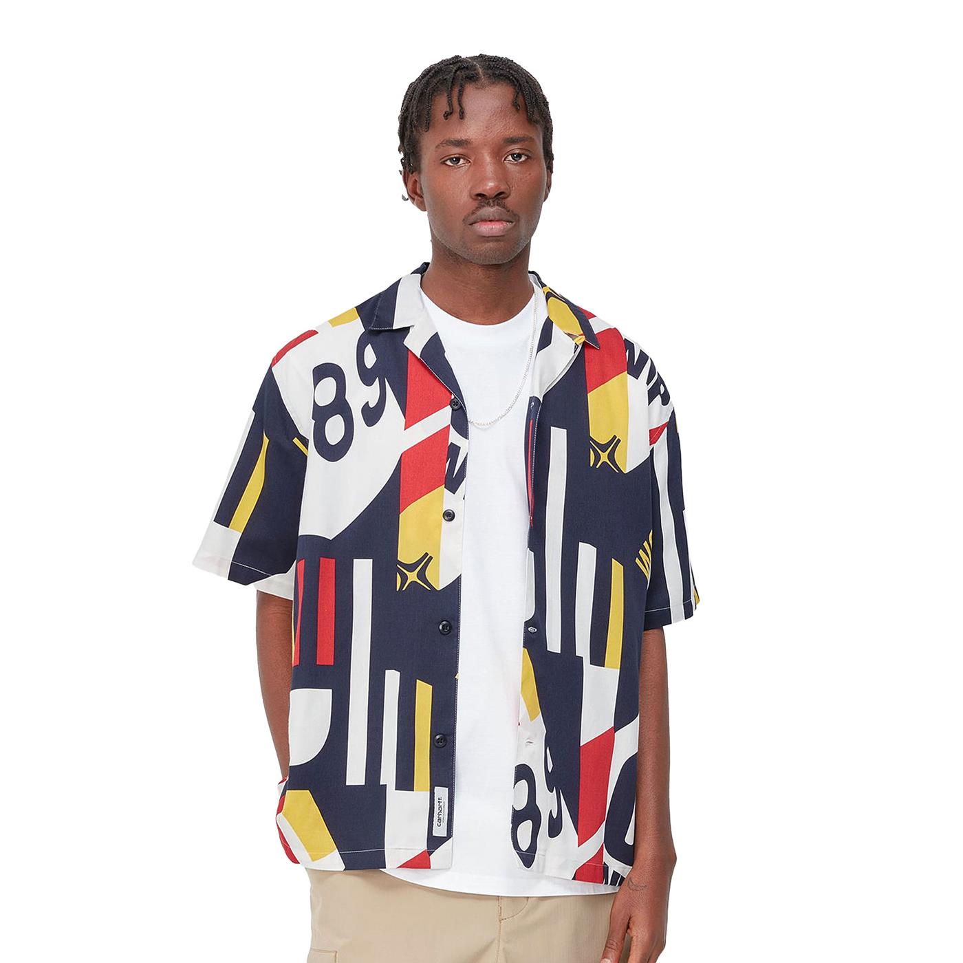 Carhartt WIP S/S Marina Shirt Marina Print/Arcade - I0314631HLXX