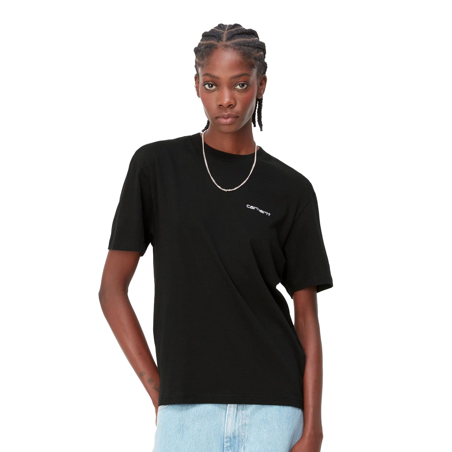 Carhartt WIP W S/S Script Embroidery T-Shirt Black/White - I0322930D2XX