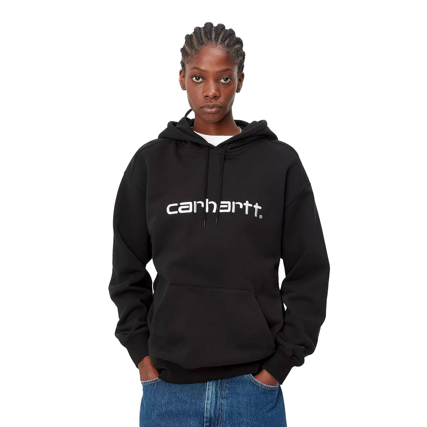Carhartt WIP W Hooded Carhartt Sweat Black/White - I0336480D2XX