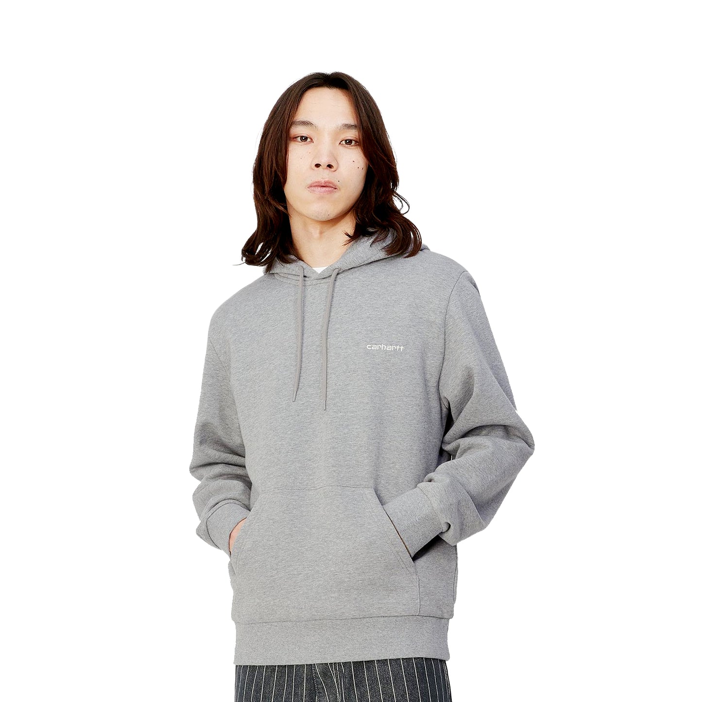 Carhartt WIP Hooded Script Embroidery Sweat Grey Heather