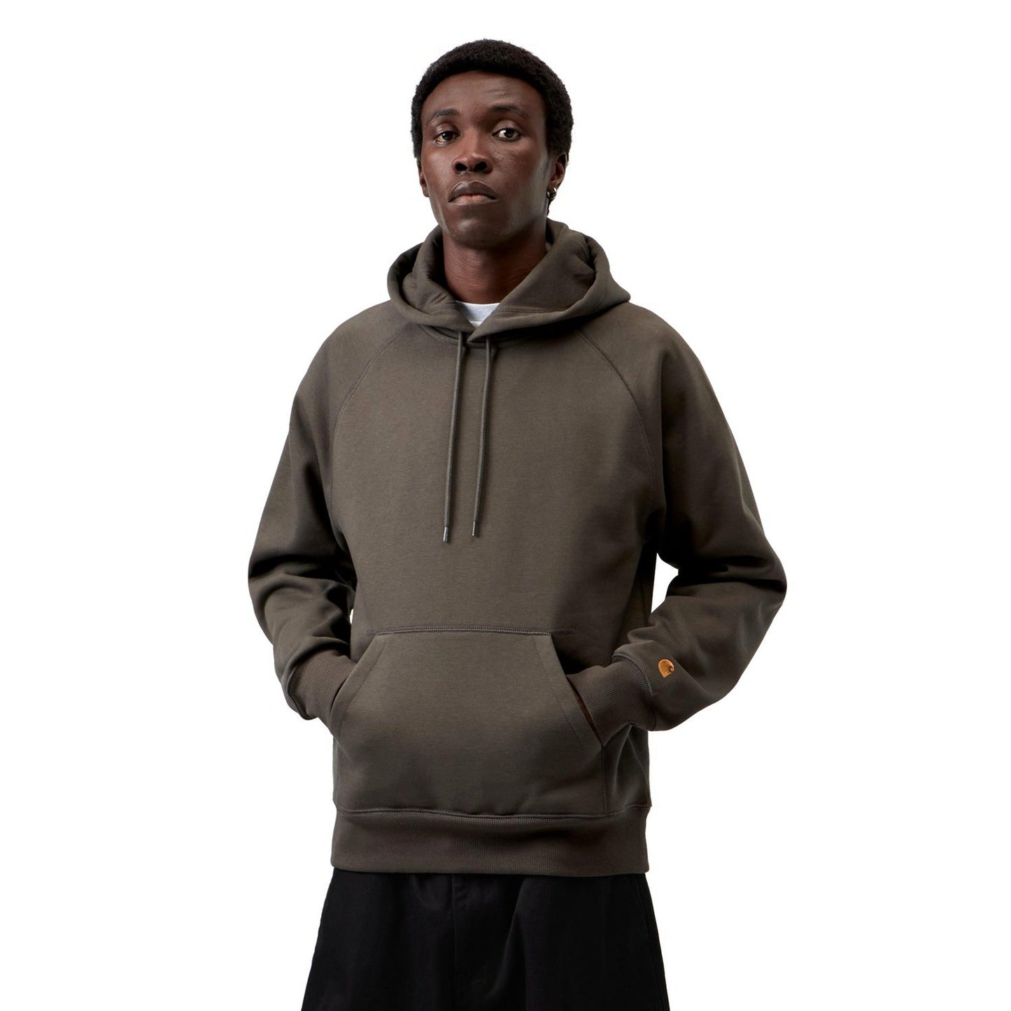 Carhartt WIP Hooded Chase Sweat Shungite/Gold - I0336613X9XX