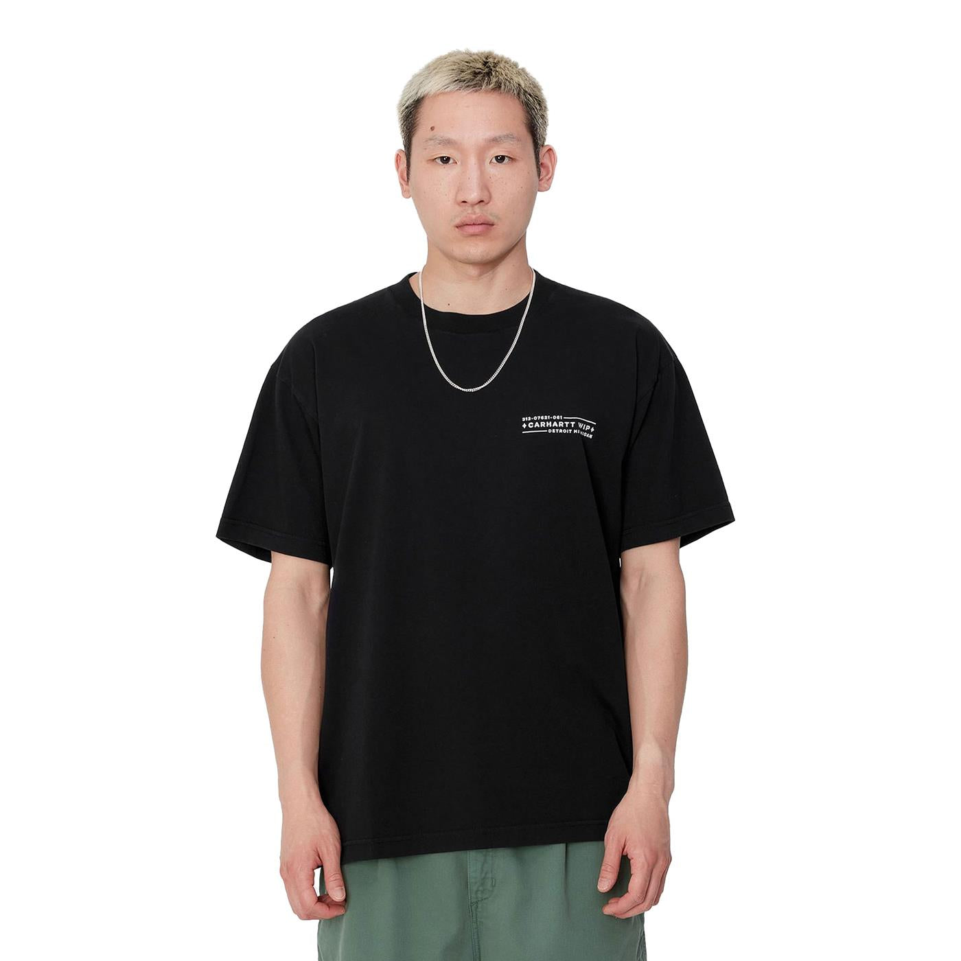 Carhartt WIP S/S Stamp T-Shirt Black/White stone washed - I0336700D206