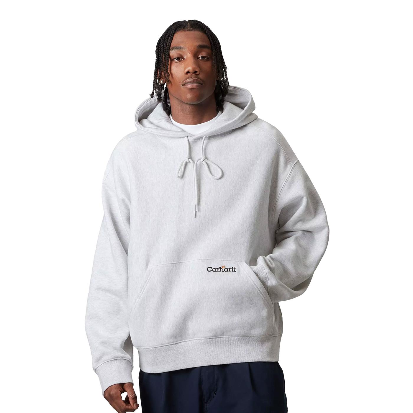 Carhartt WIP Hooded Label Script Sweat Ash Heather - I034430482XX