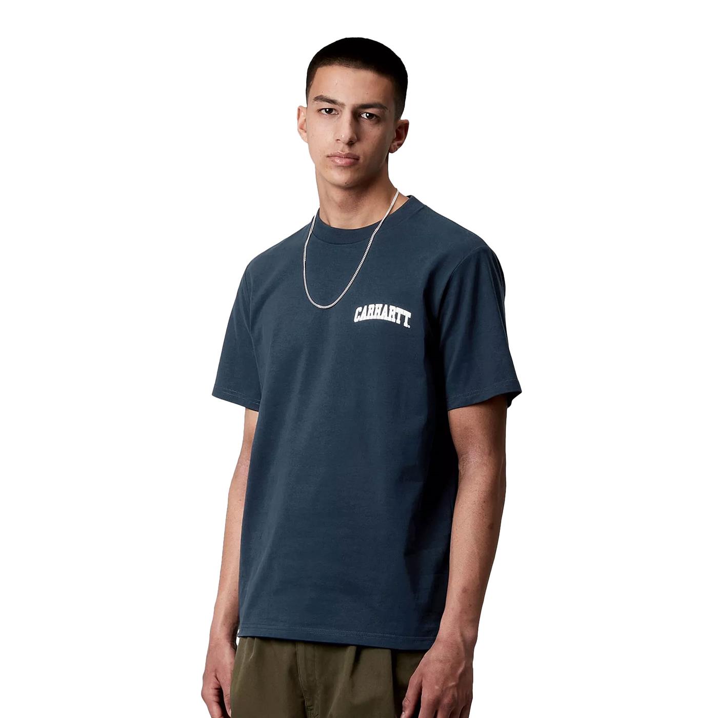 Carhartt WIP S/S University Script T-Shirt Ink/White - I0348522WRXX