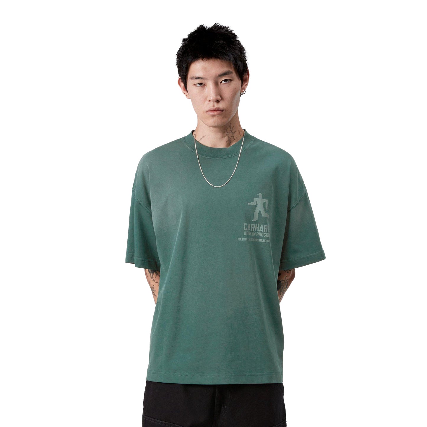 Carhartt WIP S/S Distance T-Shirt Dark Fir stone dyed - I03544905A4J