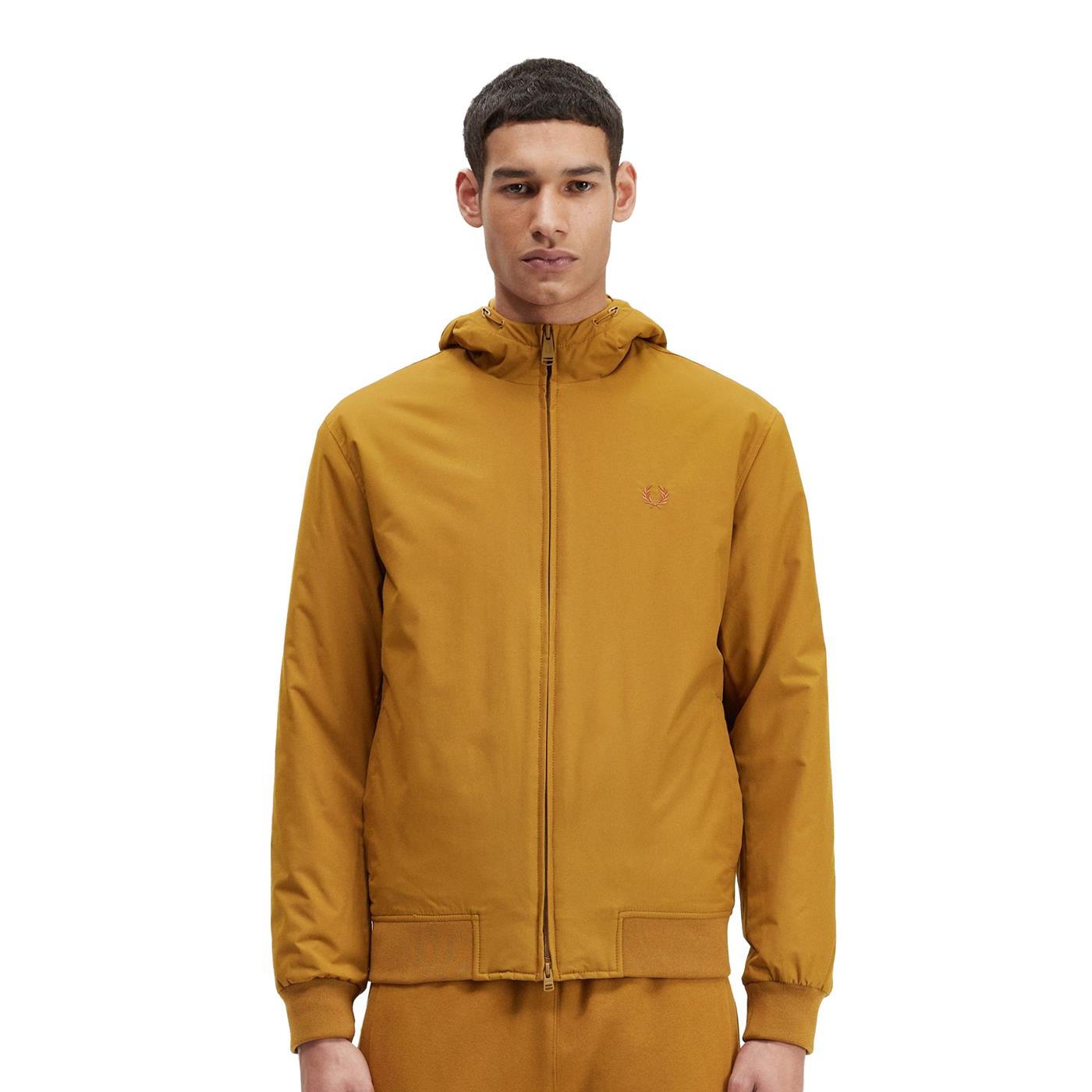 Fred Perry Padded Hooded Brentham Jacket Dark Caramel - J2585-644