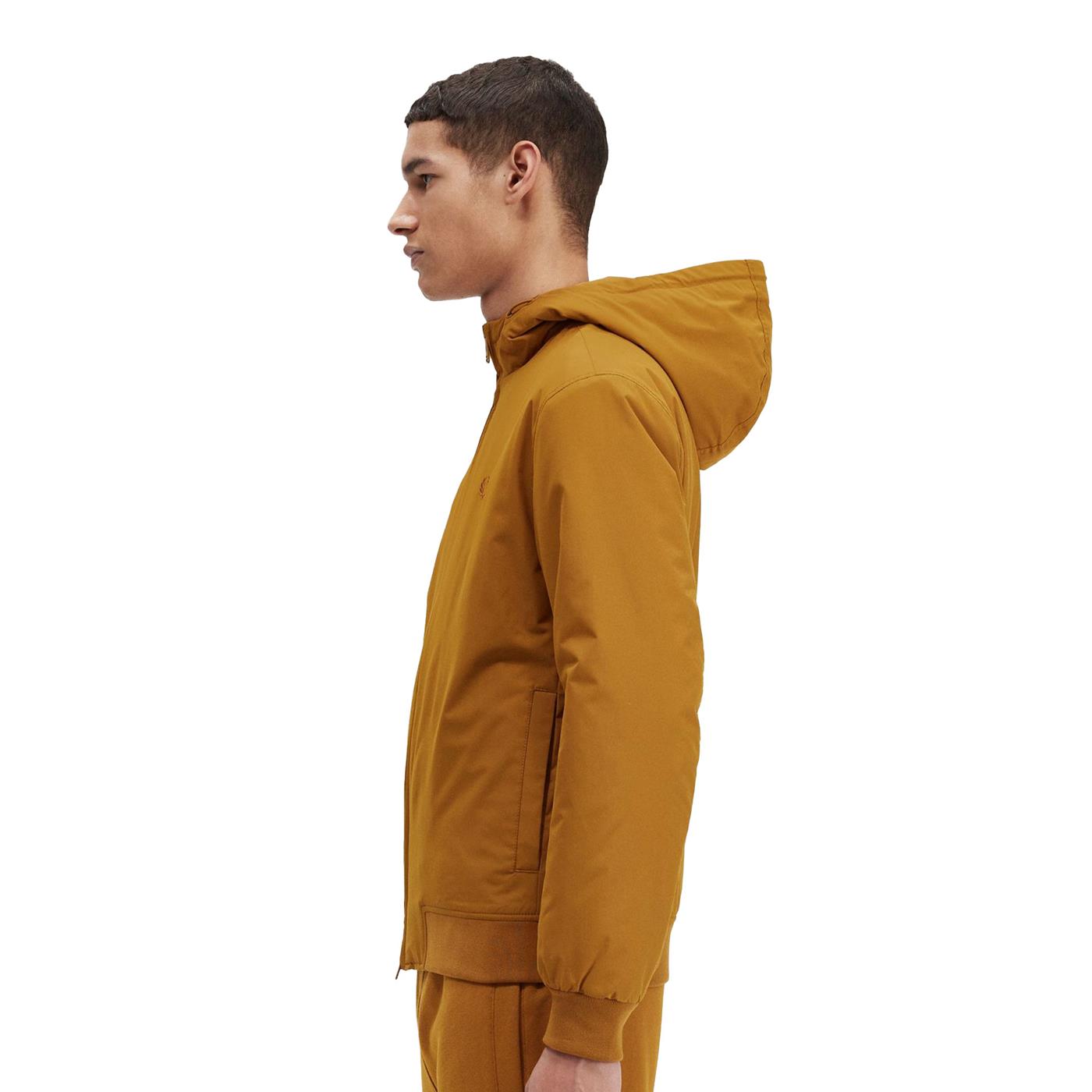 Fred Perry Padded Hooded Brentham Jacket Dark Caramel - J2585-644