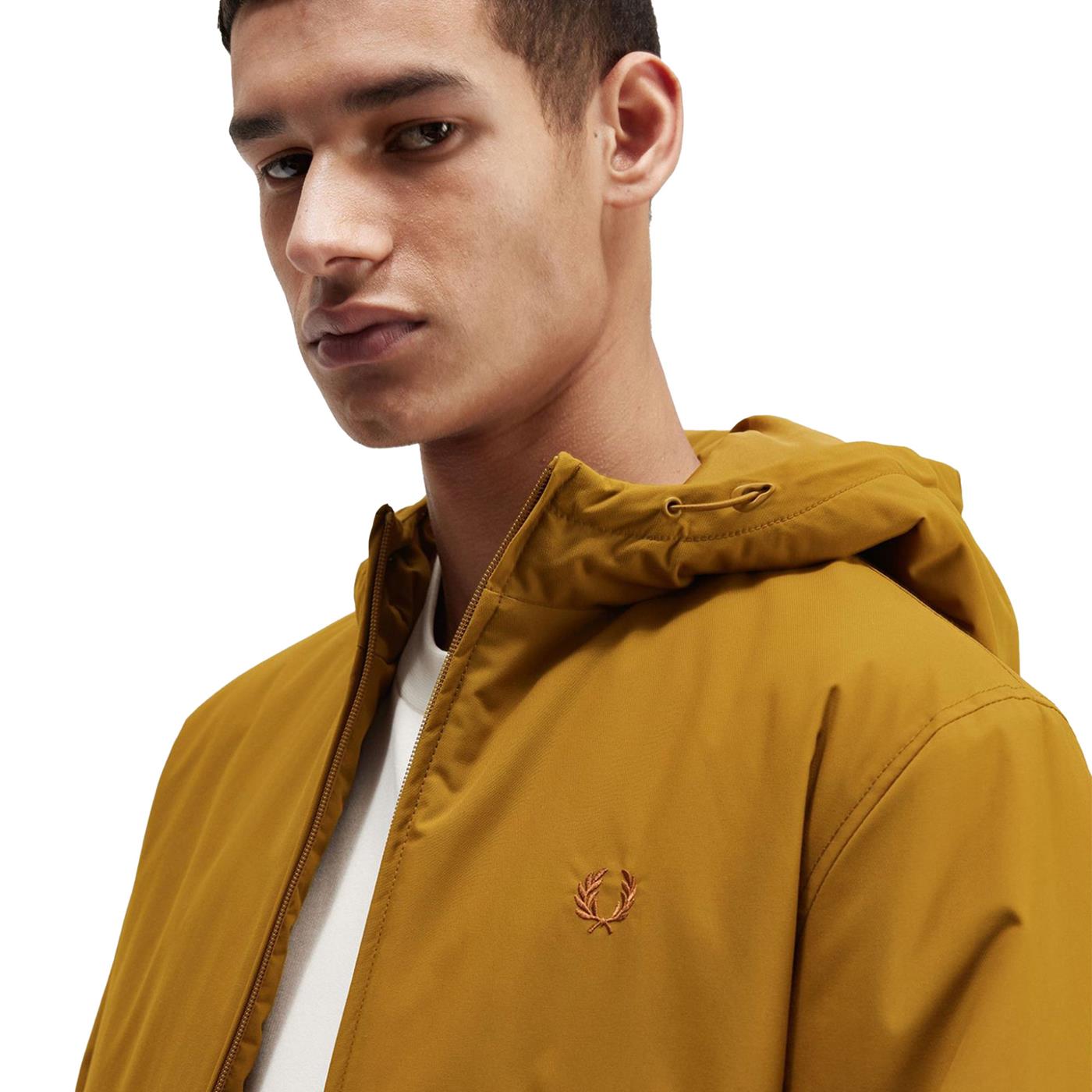Fred Perry Padded Hooded Brentham Jacket Dark Caramel - J2585-644