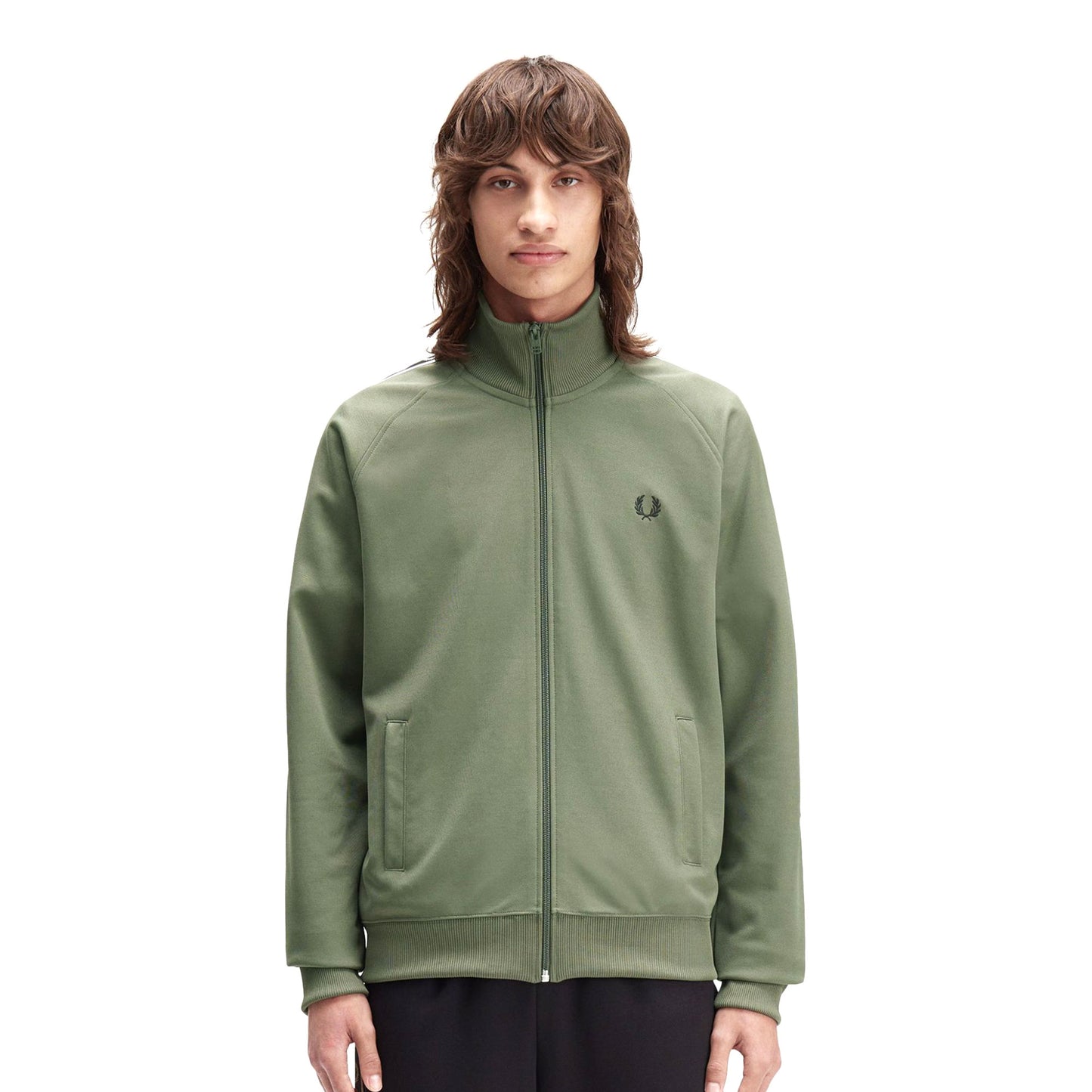 Fred Perry Taped Track Jacket Laurel Wreath Green/Black - J4620-Z50
