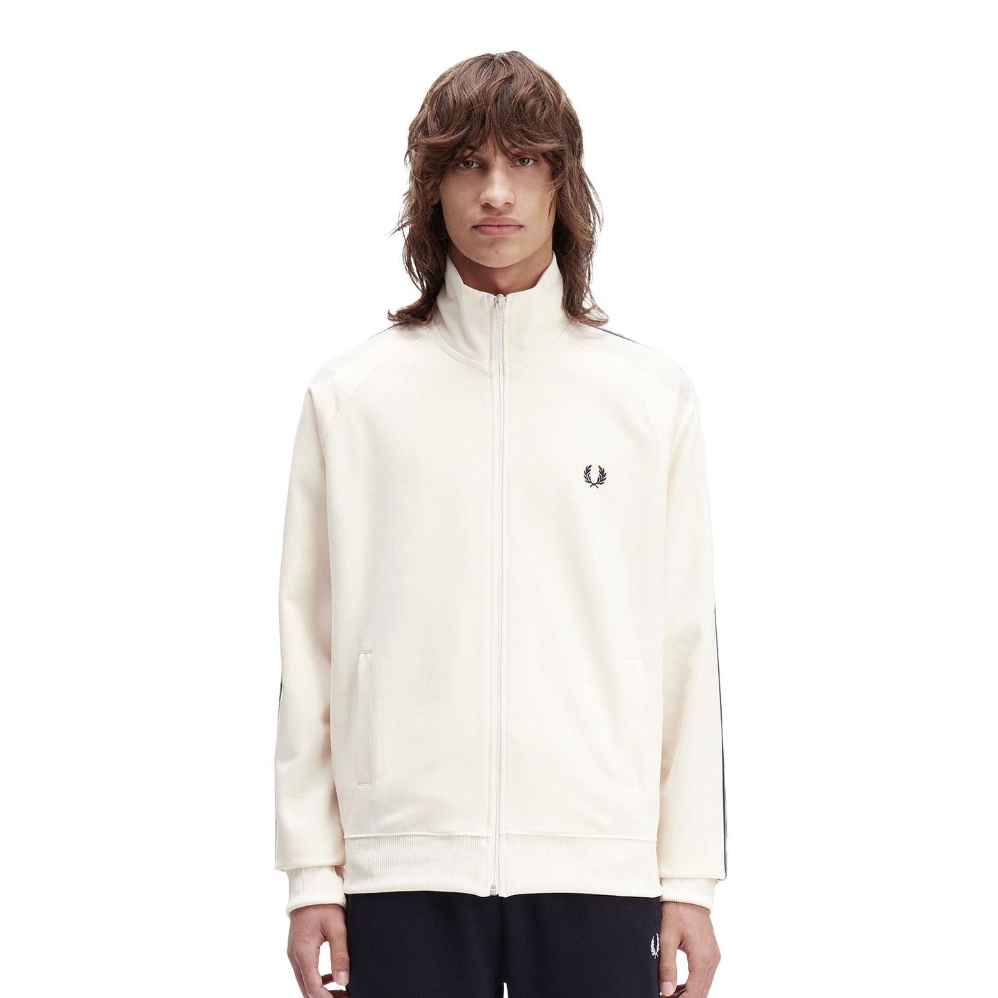 Fred Perry Contrast Tape Track Jacket Ecru/Navy - J5557-729