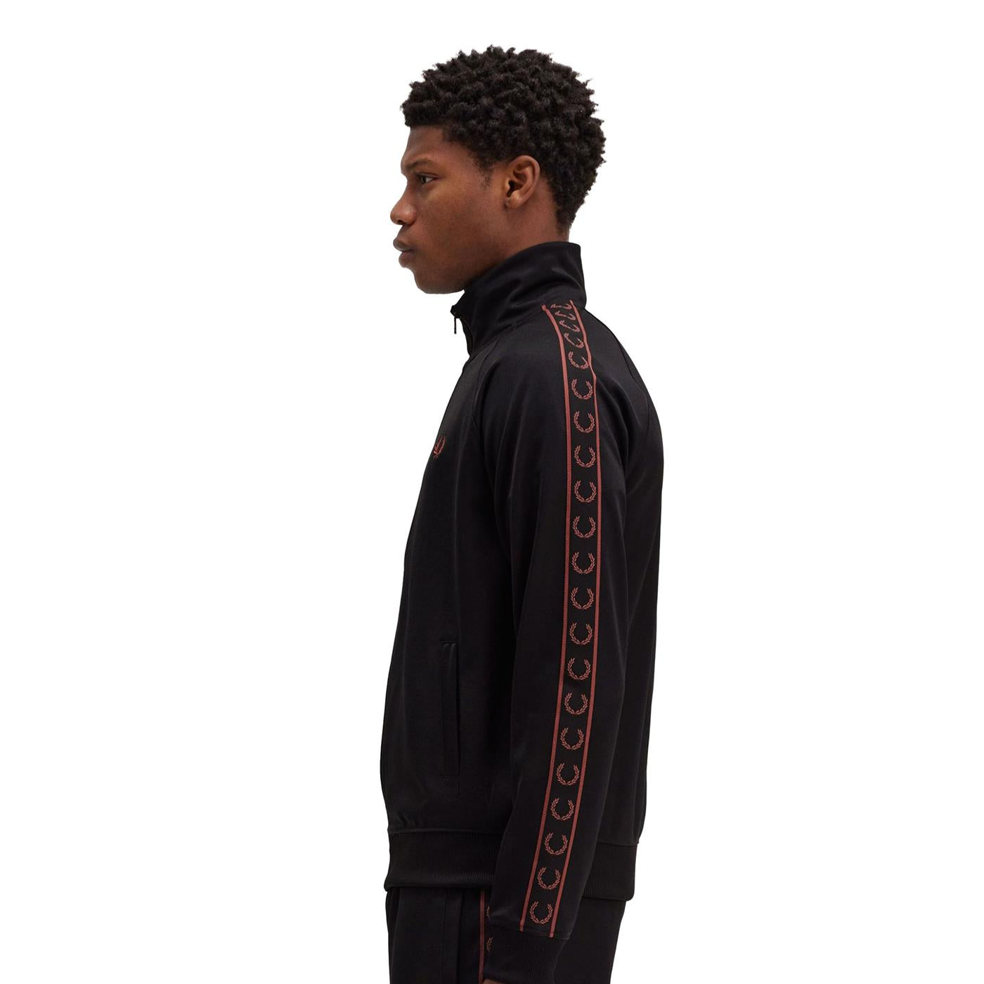Fred Perry Contrast Tape Track Jacket Black/Whisky Brown - J5557-S76