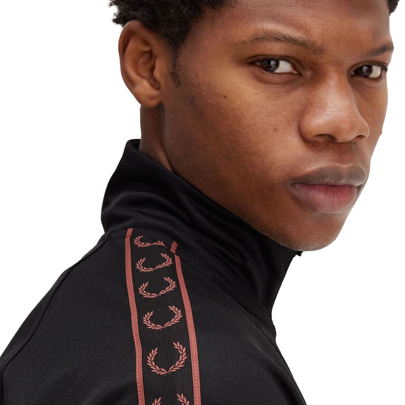 Fred Perry Contrast Tape Track Jacket Black/Whisky Brown - J5557-S76
