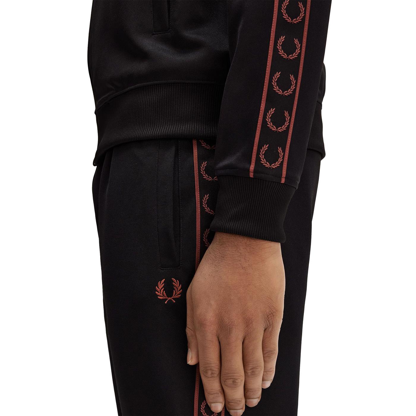 Fred Perry Contrast Tape Track Jacket Black/Whisky Brown - J5557-S76