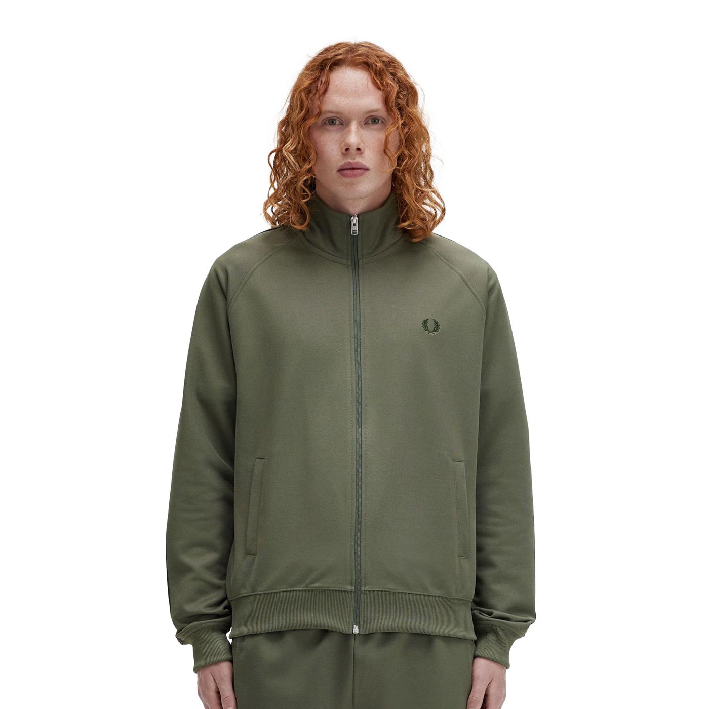 Fred Perry Contrast Tape Track Jacket Laurel Wreath Green - J5557-W49