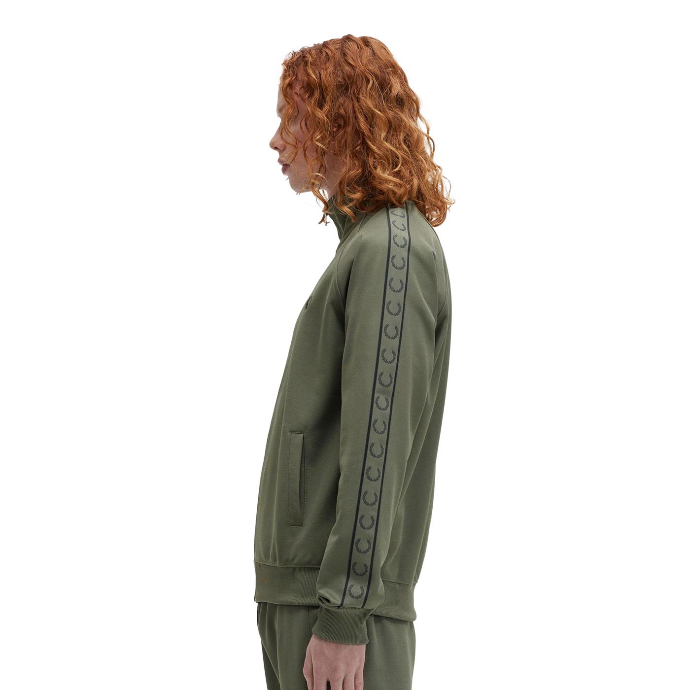 Fred Perry Contrast Tape Track Jacket Laurel Wreath Green - J5557-W49