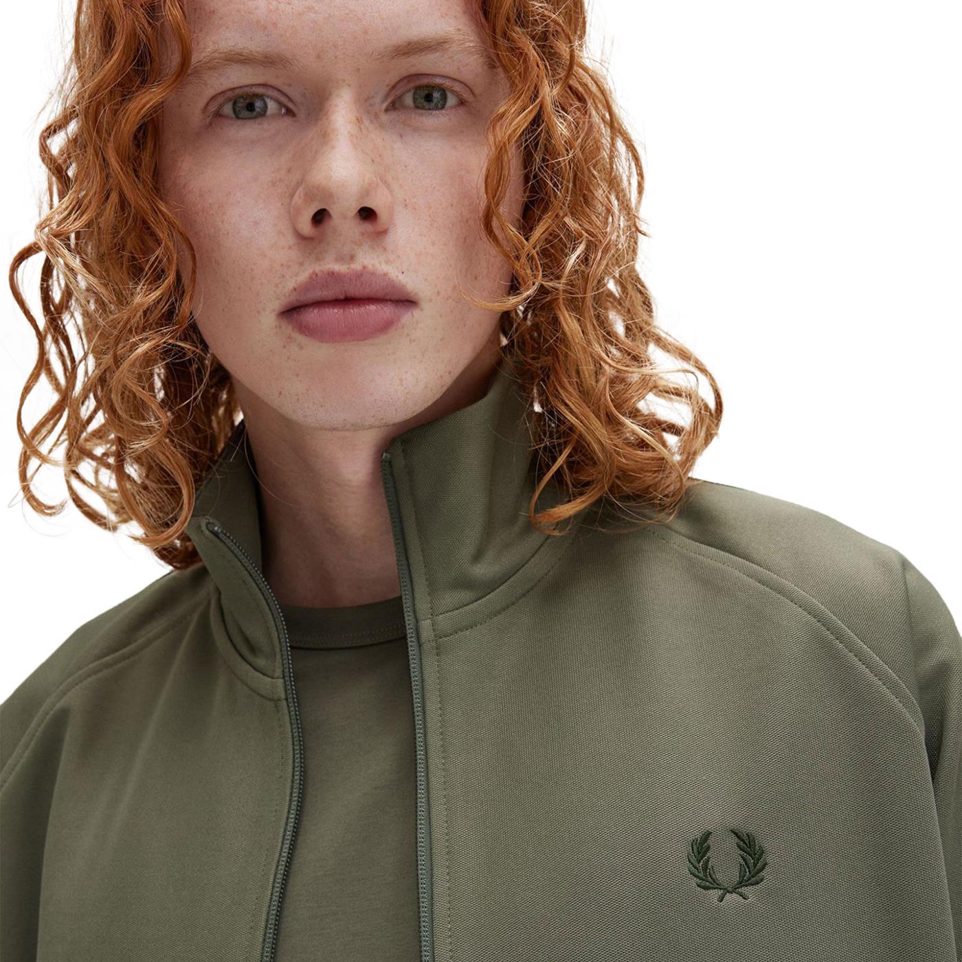 Fred Perry Contrast Tape Track Jacket Laurel Wreath Green - J5557-W49