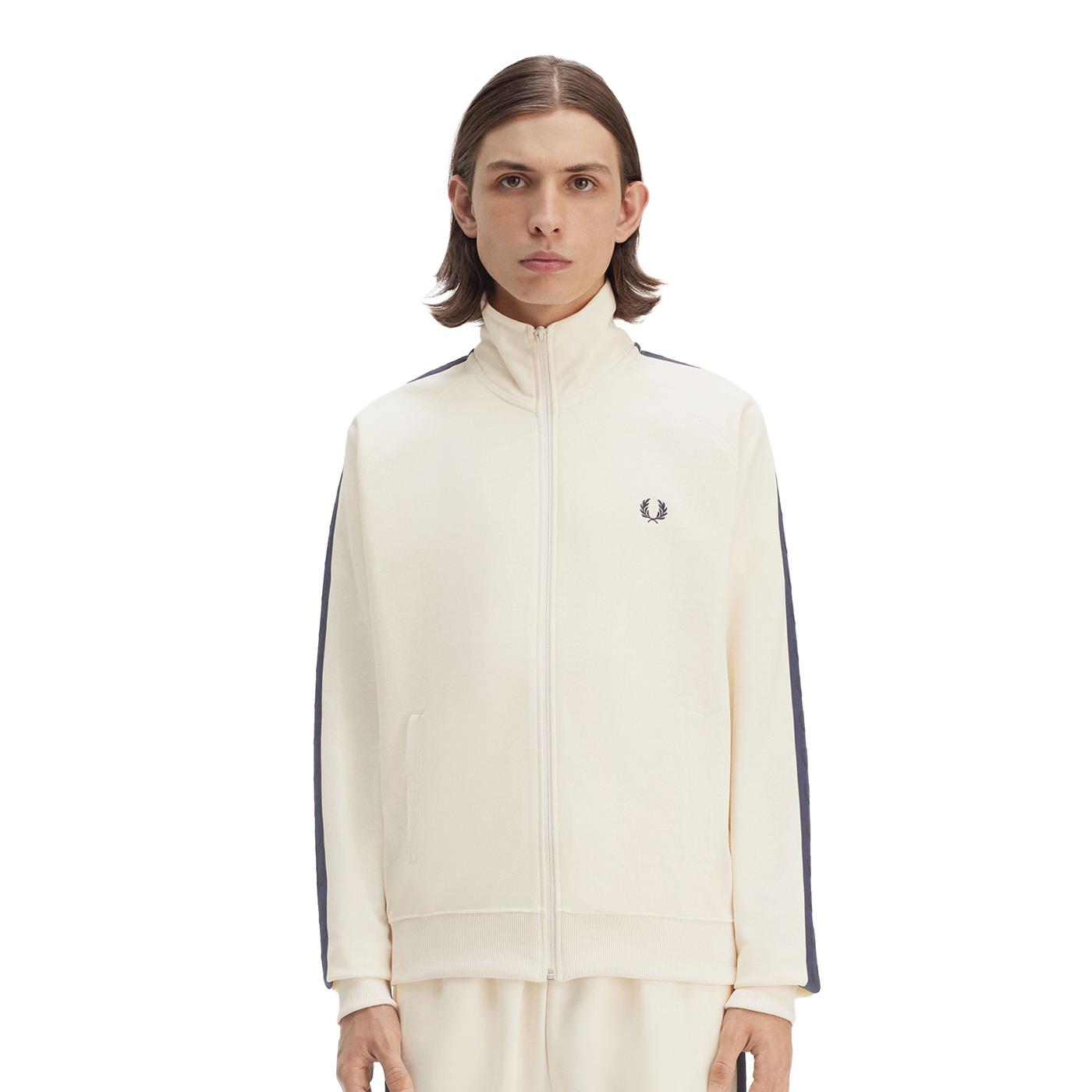 Fred Perry Contrast Tape Track Jacket Ecru/Tennis Blue - J5557-Y24
