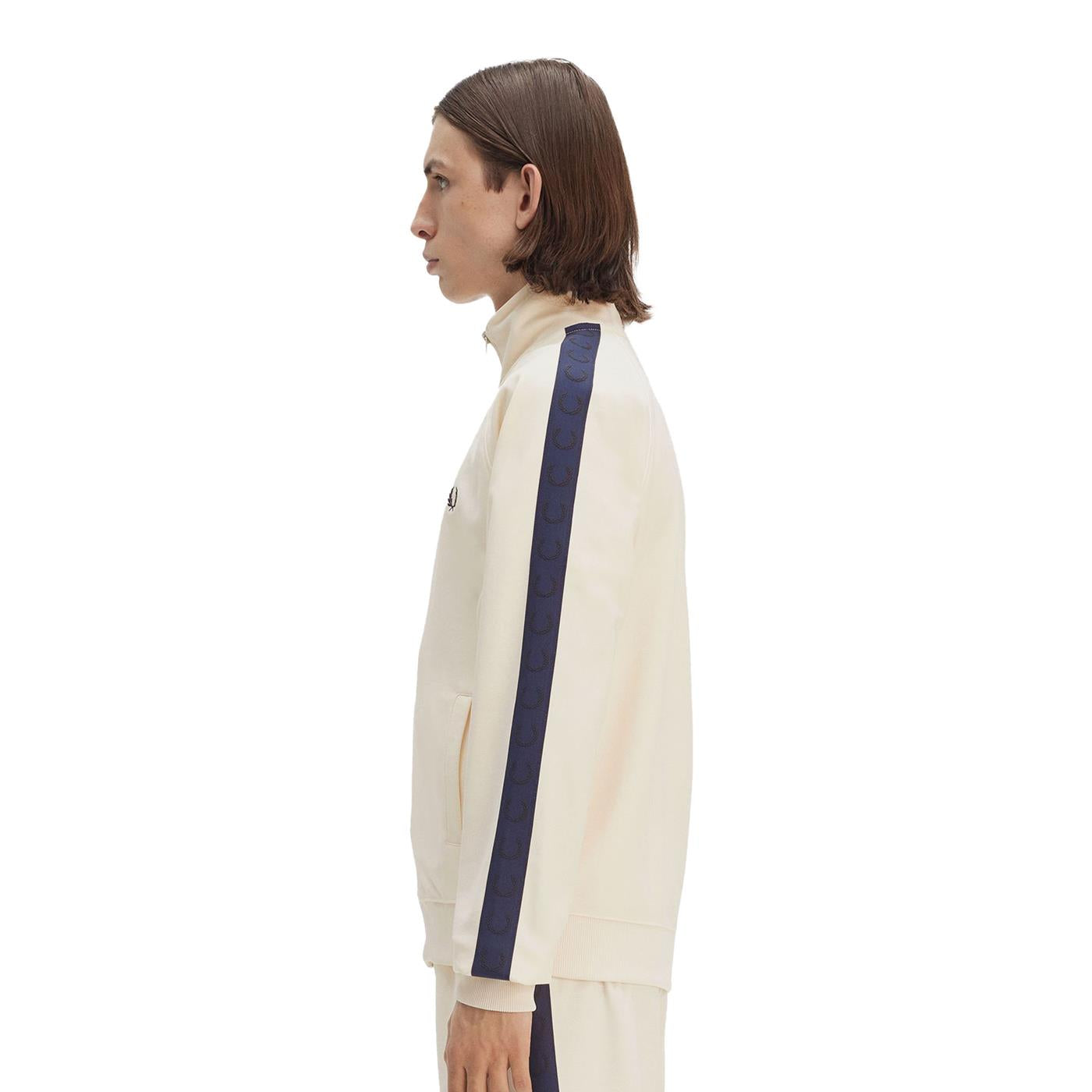 Fred Perry Contrast Tape Track Jacket Ecru/Tennis Blue - J5557-Y24