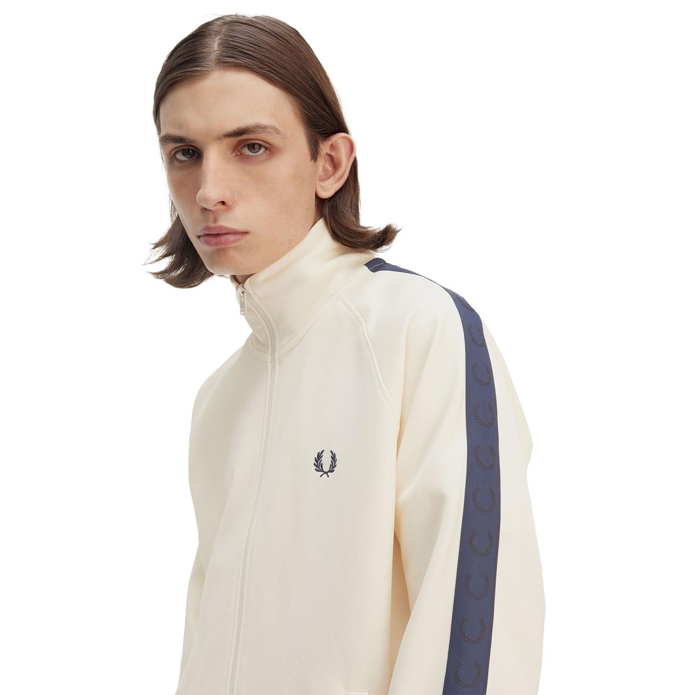 Fred Perry Contrast Tape Track Jacket Ecru/Tennis Blue - J5557-Y24