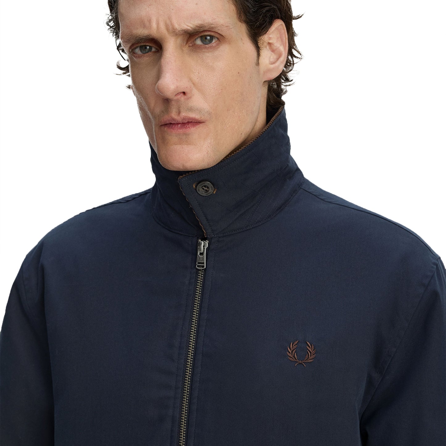 Fred Perry Cotton Caban Jacket Navy/White - J8535-608
