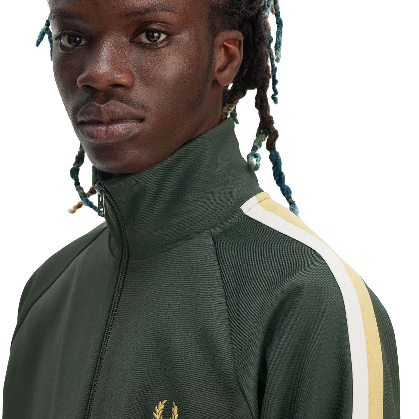 Fred Perry Two Colour Tape Track Jacket Court Green - J9045-X89