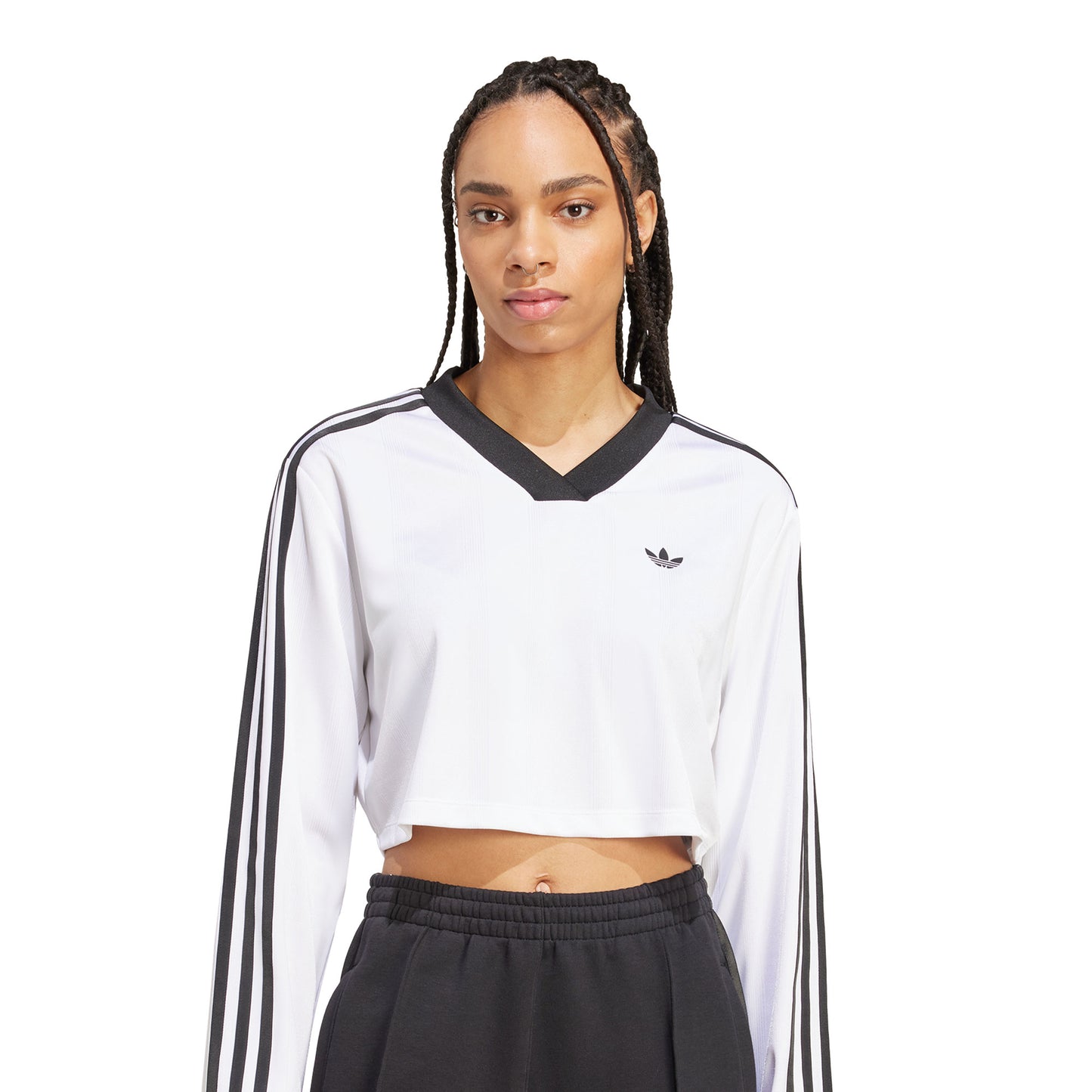 Adidas Originals Jacquard LS Top White/Black - JV9740