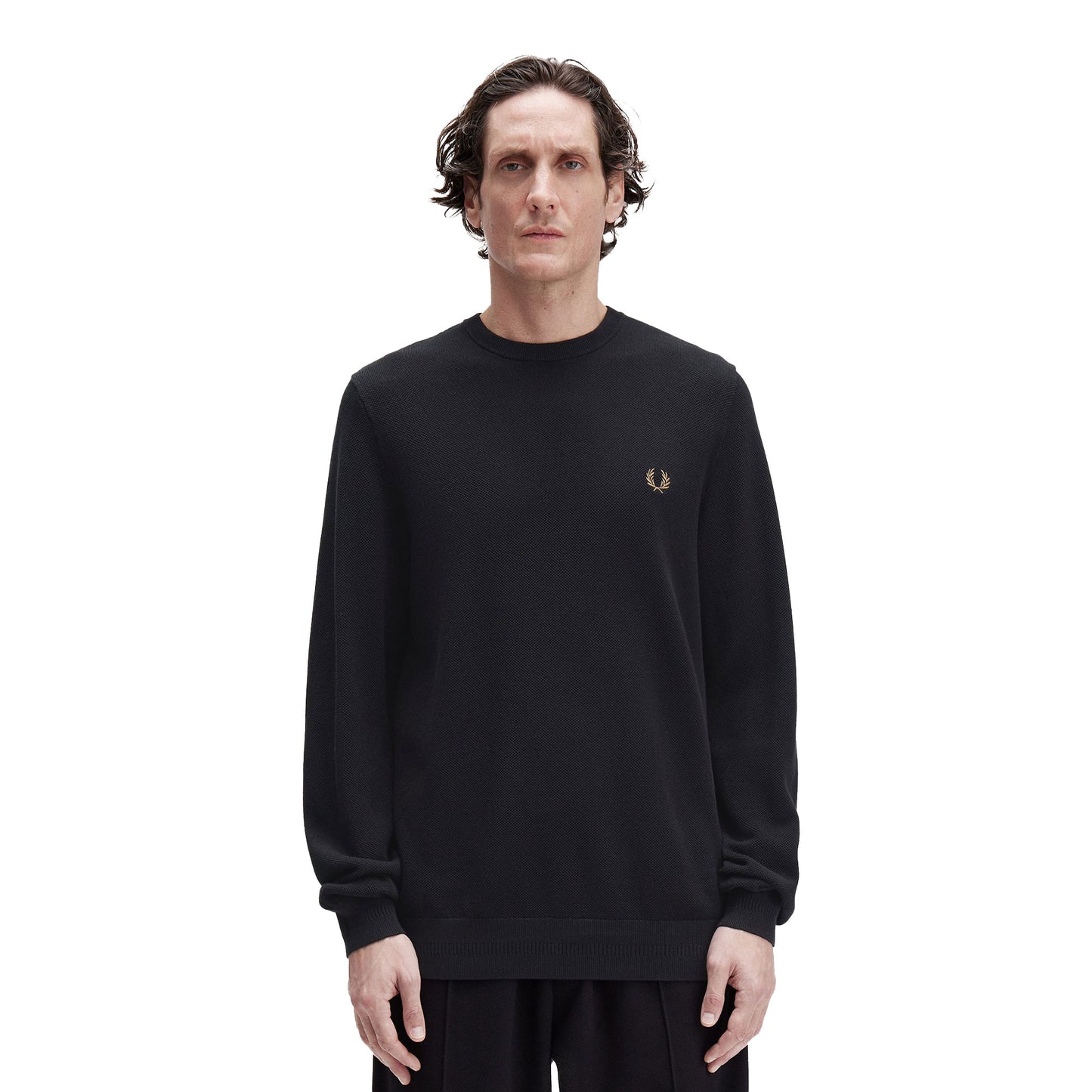 Fred Perry Pique Stitch Jumper Black - K1309-102