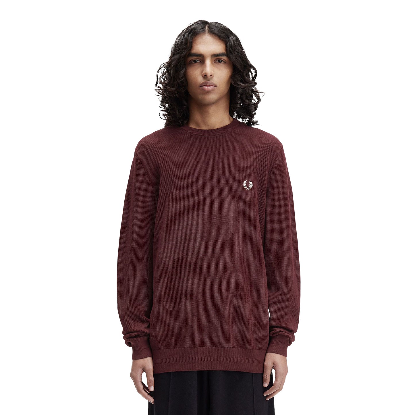 Fred Perry Pique Stitch Jumper Oxblood - K1309-597