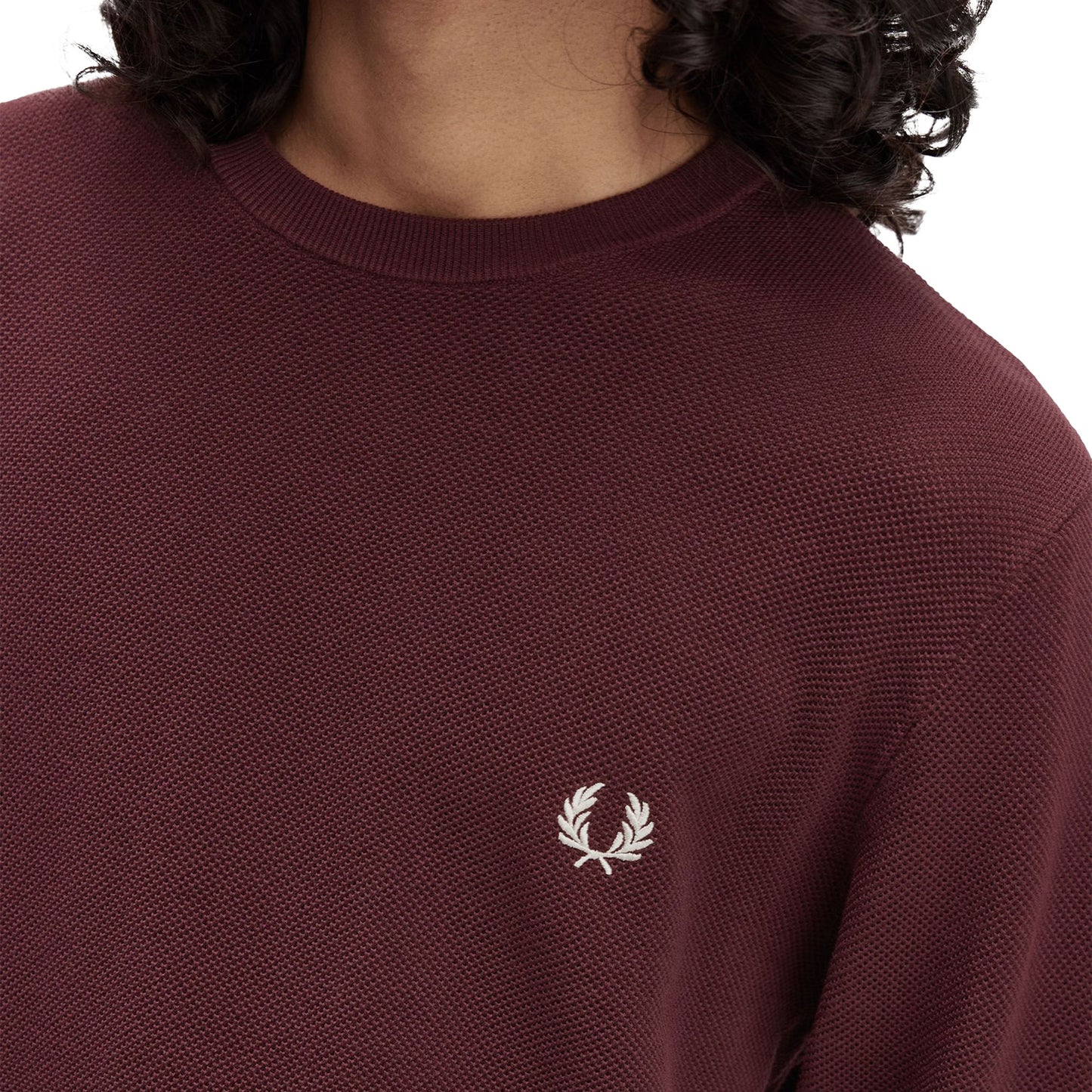 Fred Perry Pique Stitch Jumper Oxblood - K1309-597