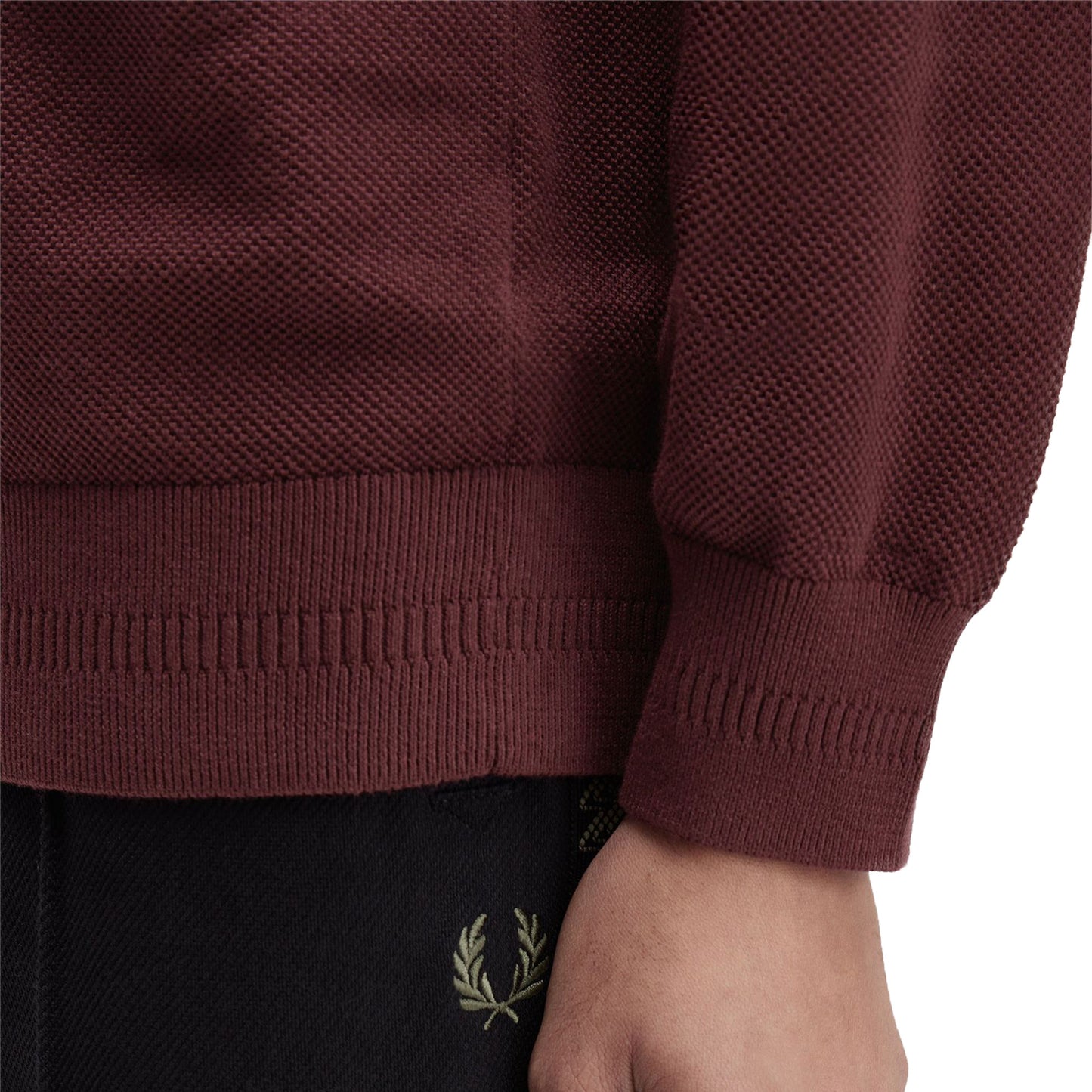 Fred Perry Pique Stitch Jumper Oxblood - K1309-597