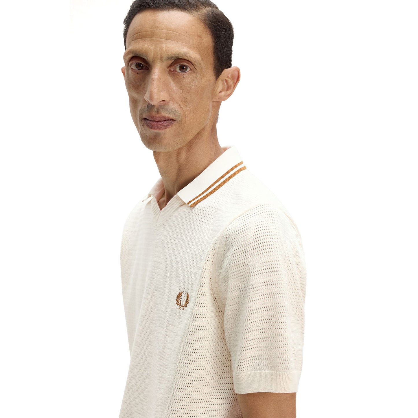 Fred Perry Pointelle Knitted Shirt Ecru - K2330-560