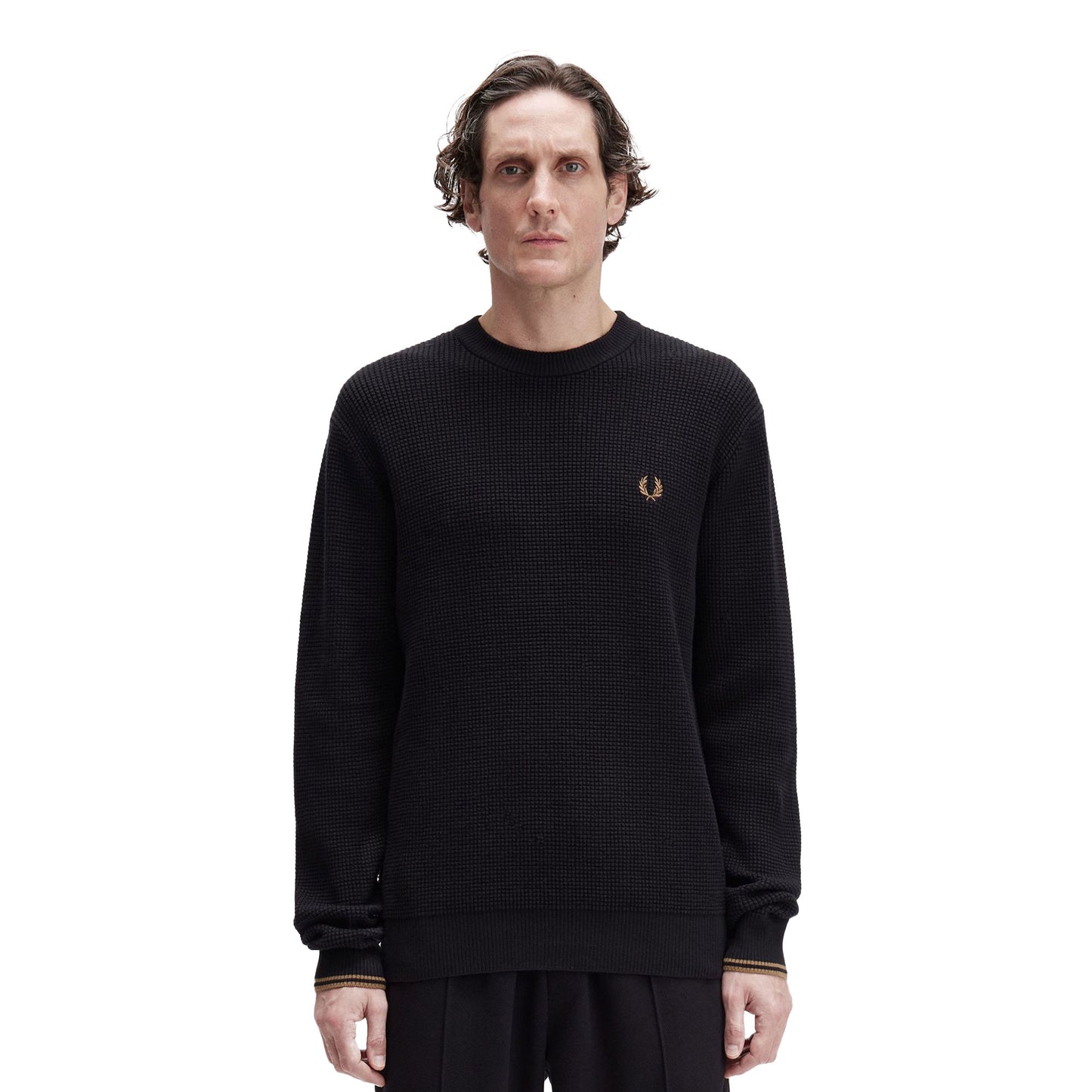 Fred Perry Waffle Stitch Jumper Black - K6507-102