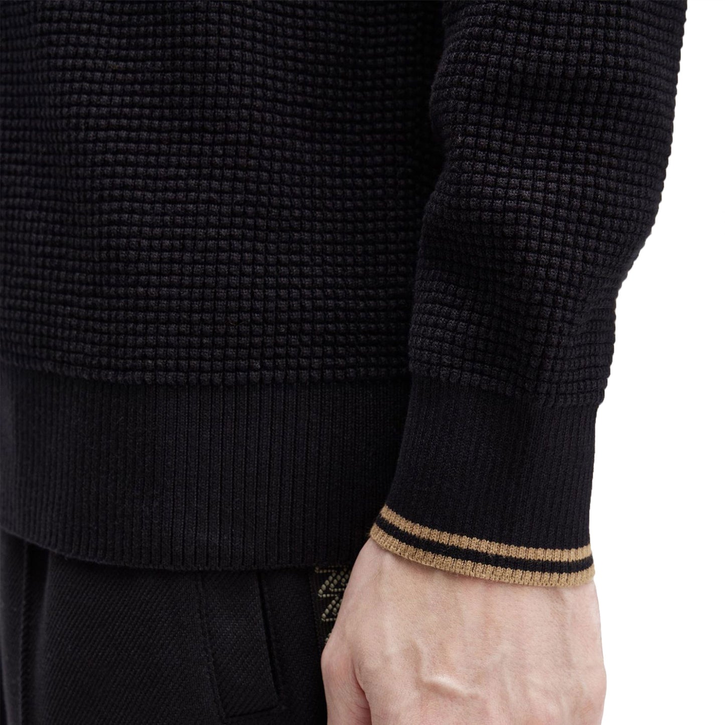 Fred Perry Waffle Stitch Jumper Black - K6507-102